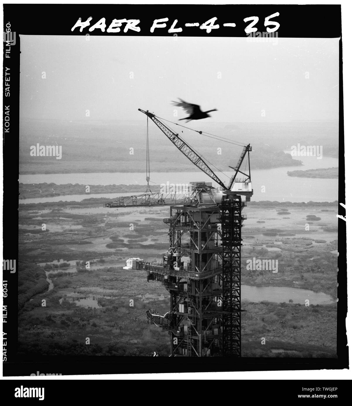 Ausbau der HAMMERHEAD CRANE. - Mobile Launcher, Kennedy Space Center, Titusville, Brevard County, FL Stockfoto