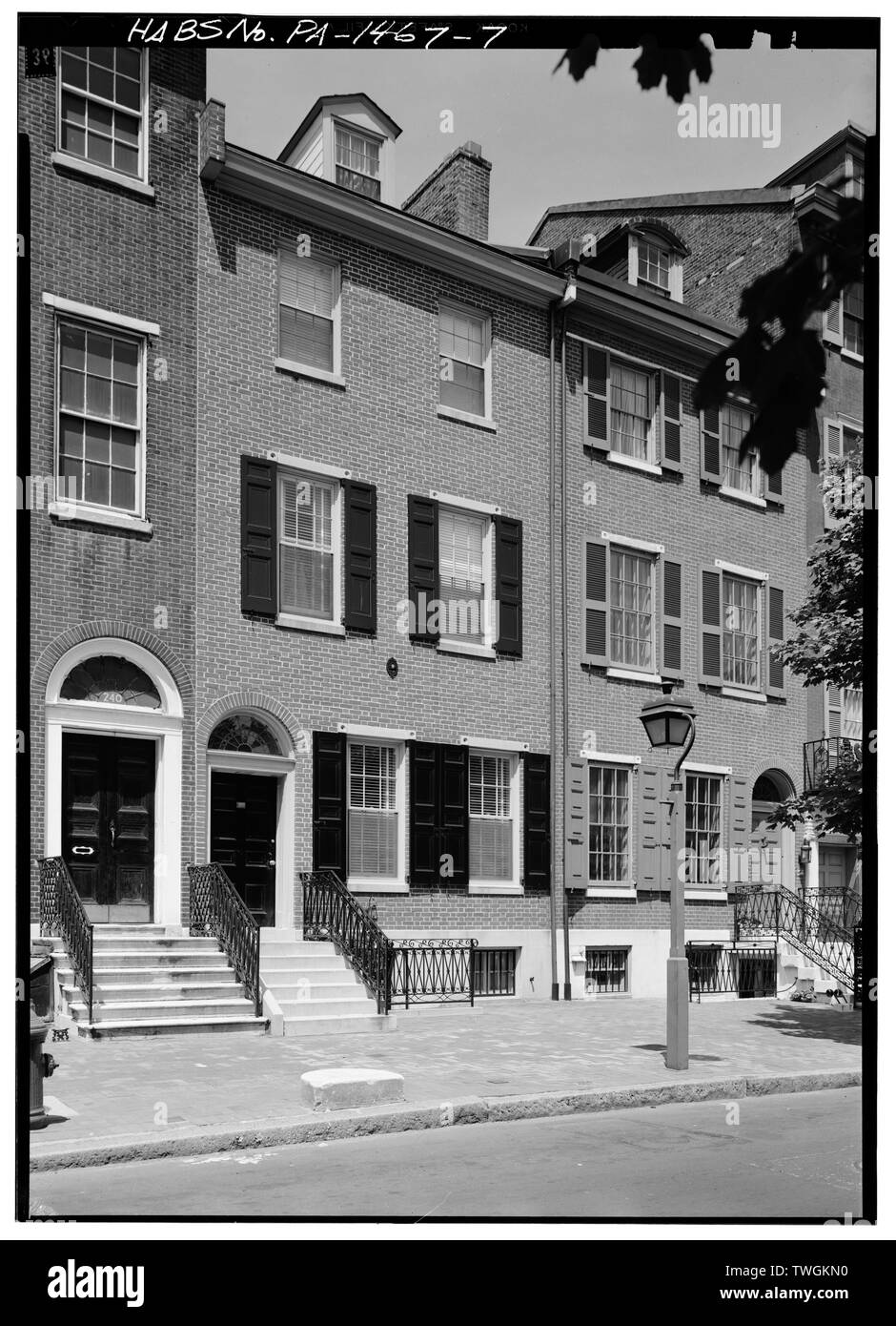 Restaurierten Fassade, mit Blick nach Osten - Rowley-Pullman House, 238 South Third Street, Philadelphia, Philadelphia County, PA Stockfoto