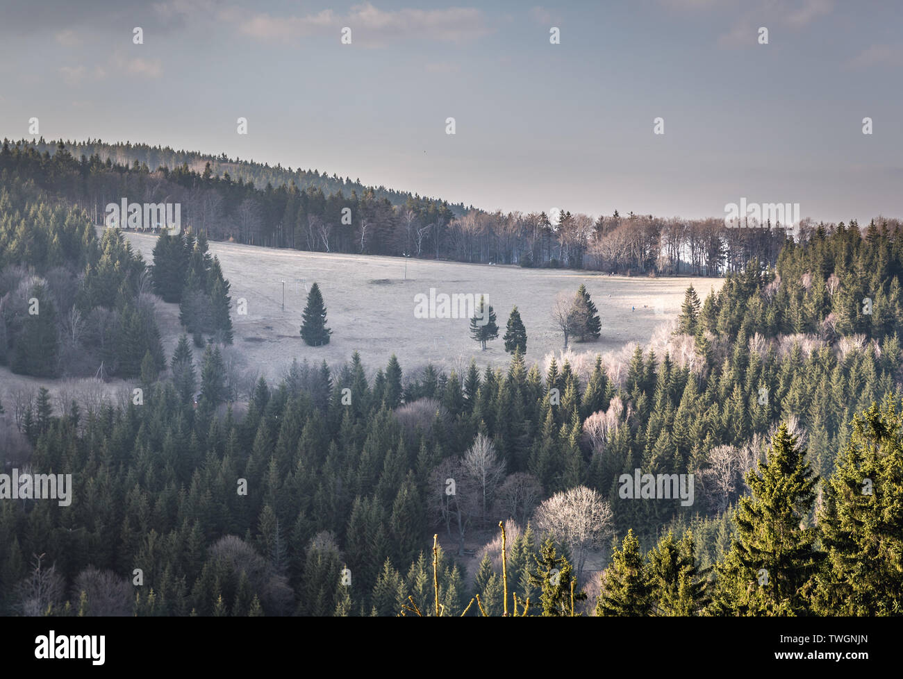 Landschaftspark von Gory Sowie (Eulengebirge) Gebirge in zentralen Sudeten, Polen Stockfoto