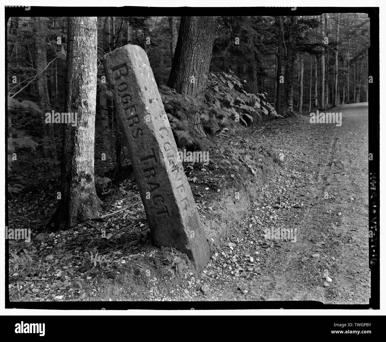 ROGERS TRAKT GRANIT MARKIERUNG ENTLANG POGUE Road in der Nähe der Sommer auf der Weide. Anzeigen SW - Marsh-Billings-Rockefeller Beförderung Straßen, Woodstock, Windsor County, VT; Copeland, Robert Morris; Hutcheson, Martha Brookes Braun; Lynch, Bryan J; Französisch, Mary; Marsh, Charles; Marsh, George Perkins, Billings, Friedrich; Laurance Rockefeller, Spelman; Cady, James, Billings, Sophia Wetherbee, Billings, Oel, Billings, Laura, Billings, Julia Parmly; Downing, Andrew Jackson, Dana, Henry S; Aitken, George, Billings, Mary Montagu, Billings, Elizabeth; Kittredge, Elsie; Französisch, John; Hitchcock, Elizabeth Französisch; Christianso Stockfoto