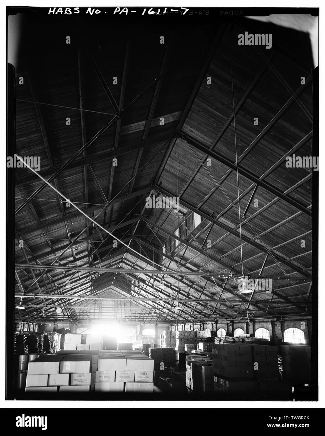 Dachstühle und CLERESTORY - Philadelphia, Wilmington und Baltimore Eisenbahn, Güterbahnhof, fünfzehnten und Tischler Straßen, Philadelphia, Philadelphia County, PA Stockfoto