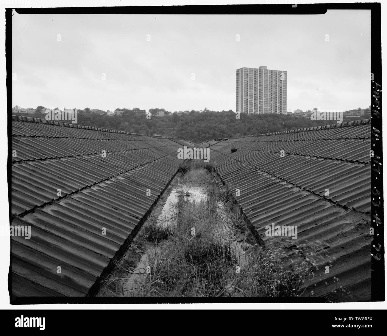 Dach,MONITOR CENTER, nordwestlich von BAY 40 - Ford Motor Company Edgewater Montagewerk, Assembly Building, 309 River Road, Edgewater, Bergen County, New Jersey Stockfoto