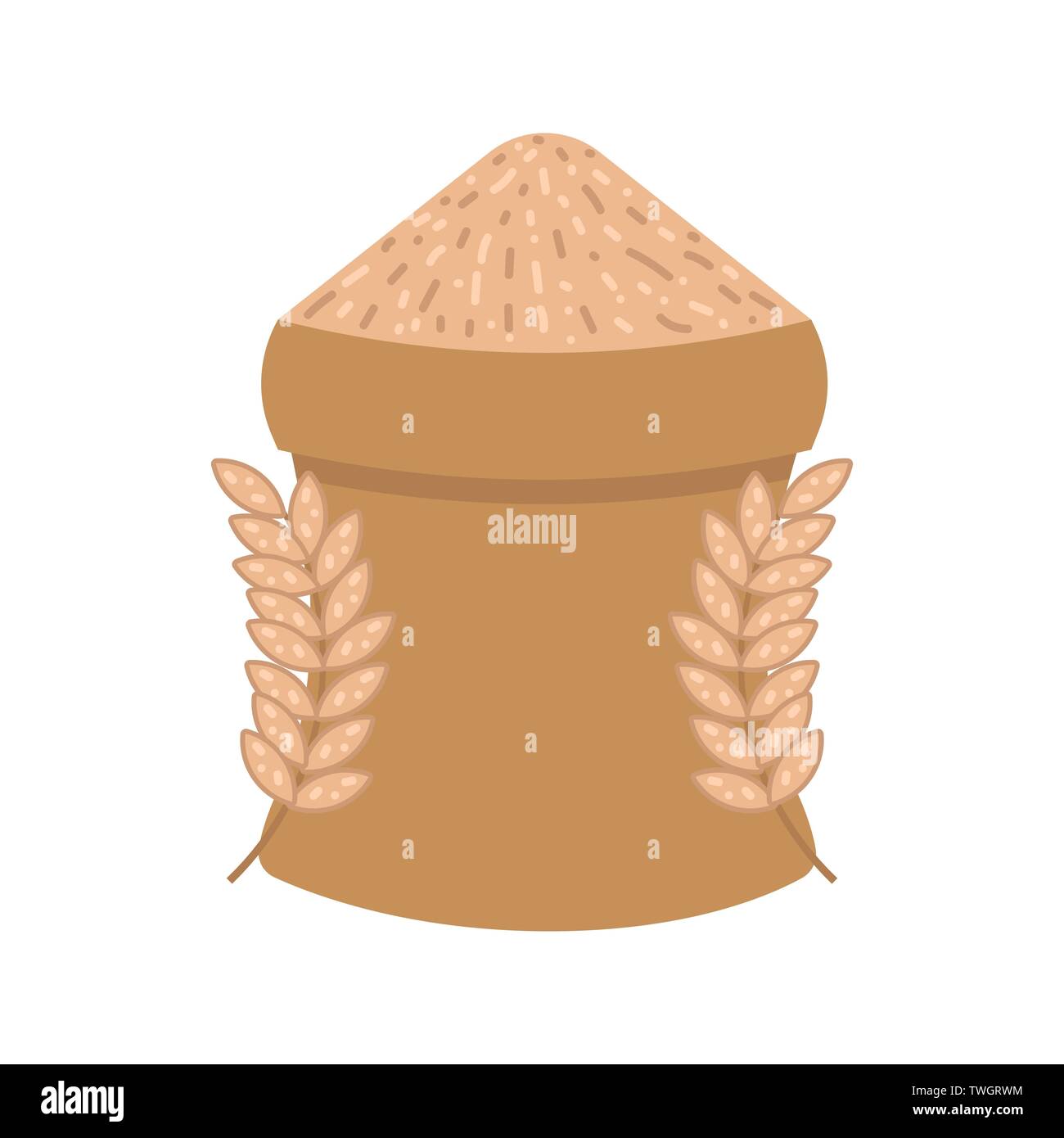 Sack Getreide Flachbild-Symbol, Spike von Korn, Landwirtschaft, Ernte Vector Illustration auf weißem Hintergrund Stock Vektor