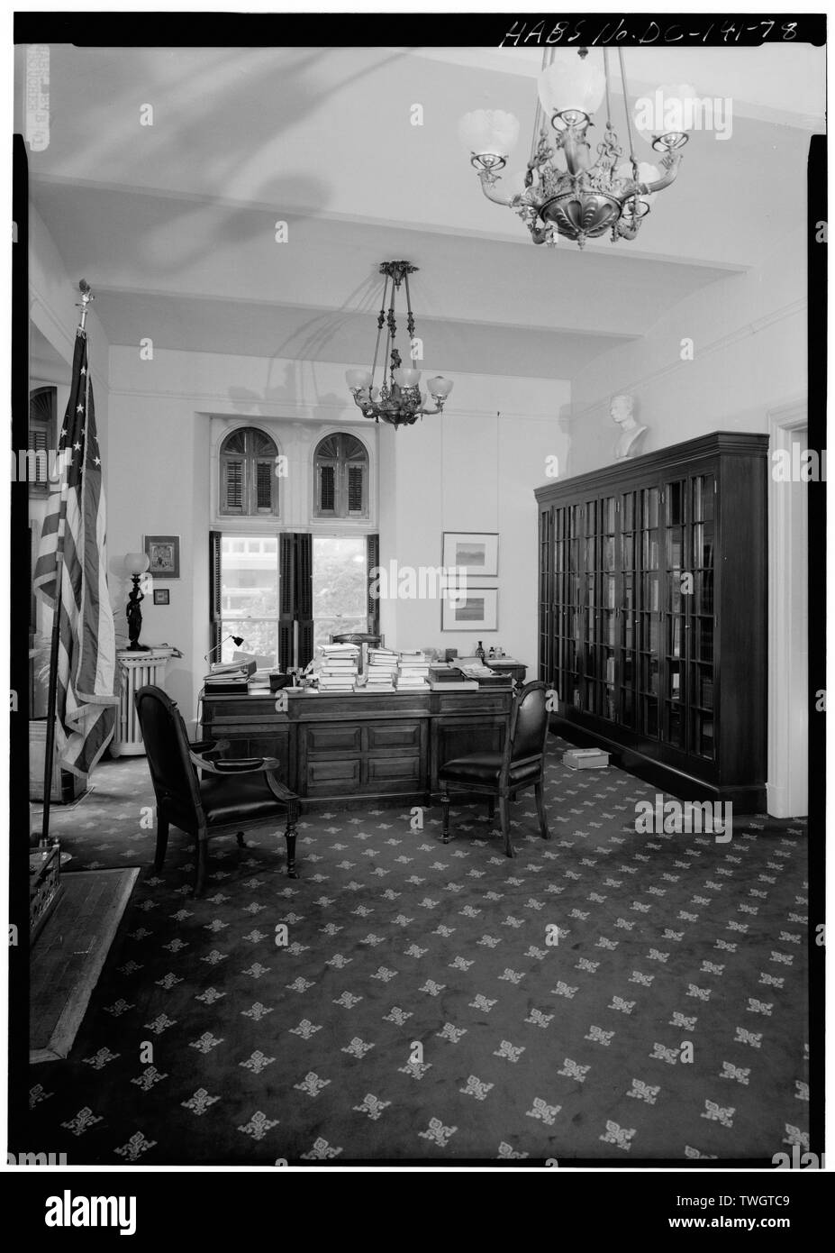 Raum 203 (Sekretariat), OSTFLÜGEL, 2. Stock, Blick nach Süden - Smithsonian Institution Building, 1000 Jefferson Drive, zwischen dem neunten und zwölften Straßen, Südwesten, Washington, District of Columbia, DC Stockfoto