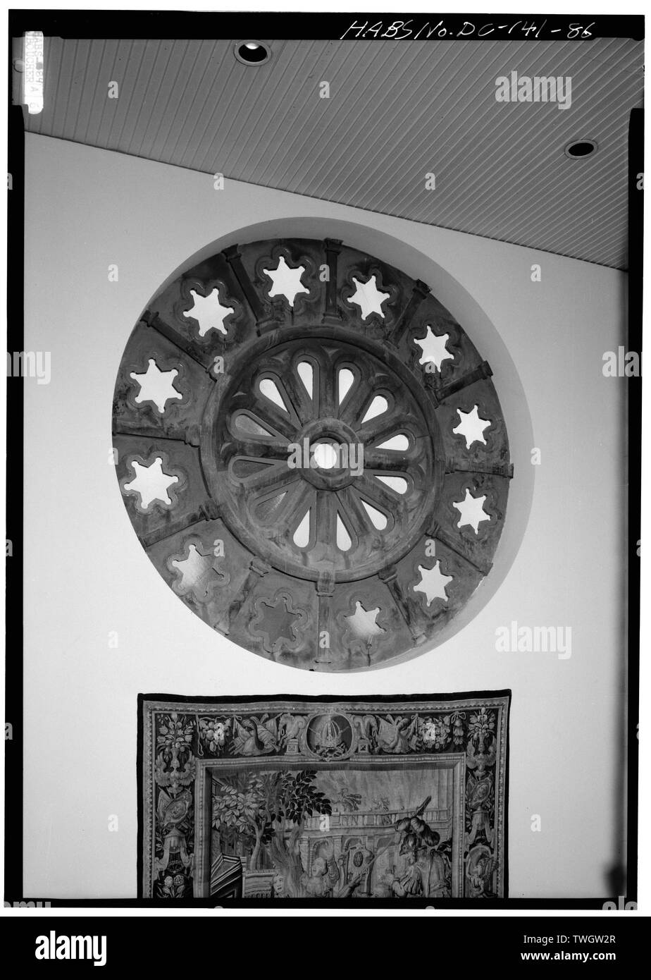 Rosette IN WILSON BIBLIOTHEK WESTWAND, VOM BALKON - Smithsonian Institution Building, 1000 Jefferson Drive, zwischen dem neunten und zwölften Straßen, Südwesten, Washington, District of Columbia, DC Stockfoto