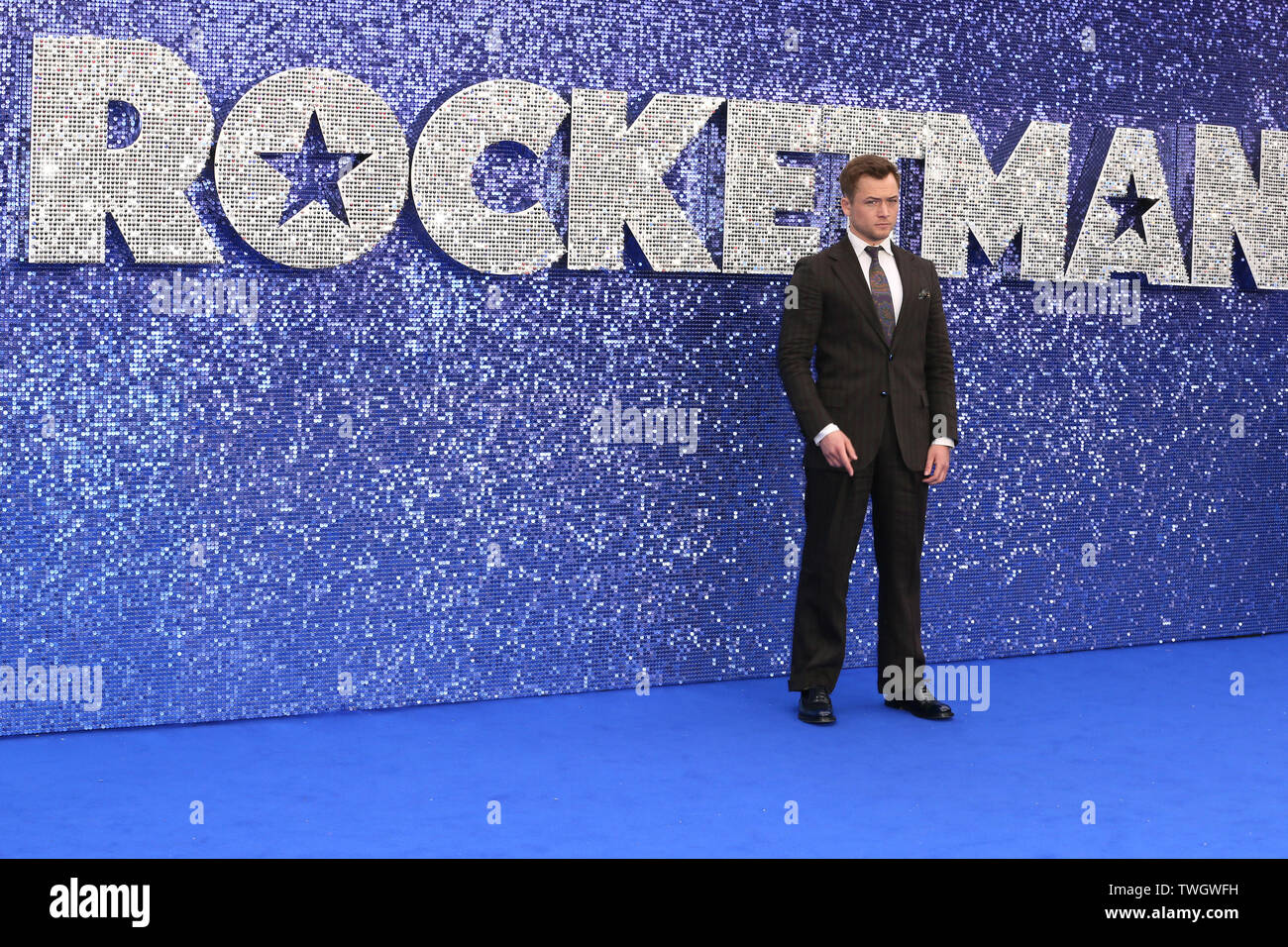 Die UK-Premiere von "Rocketman" im Odeon Luxe - Ankunft mit: Taron Egerton Wo: London, Großbritannien Wann: 20. Mai 2019 Credit: Mario Mitsis/WENN.com Stockfoto