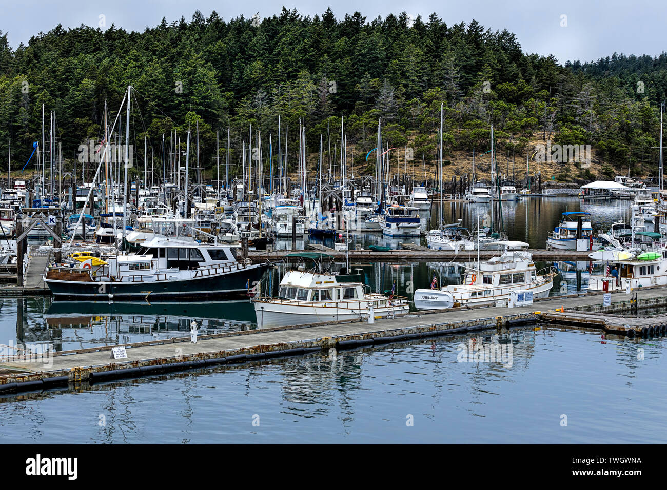 Der Yachthafen von Friday Harbor in Washington auf der San Juan Insel. Stockfoto