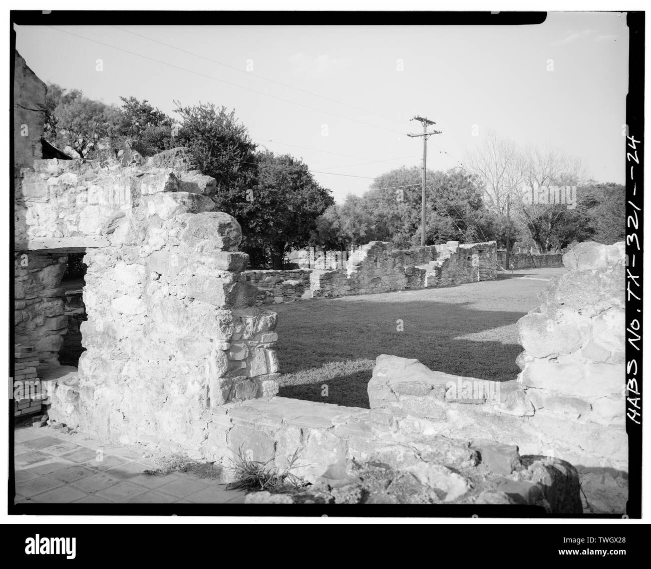 Ruinen - Mission San Juan Capistrano, Bergs Mill-Graf Road, San Antonio, Bexar County, TX Stockfoto