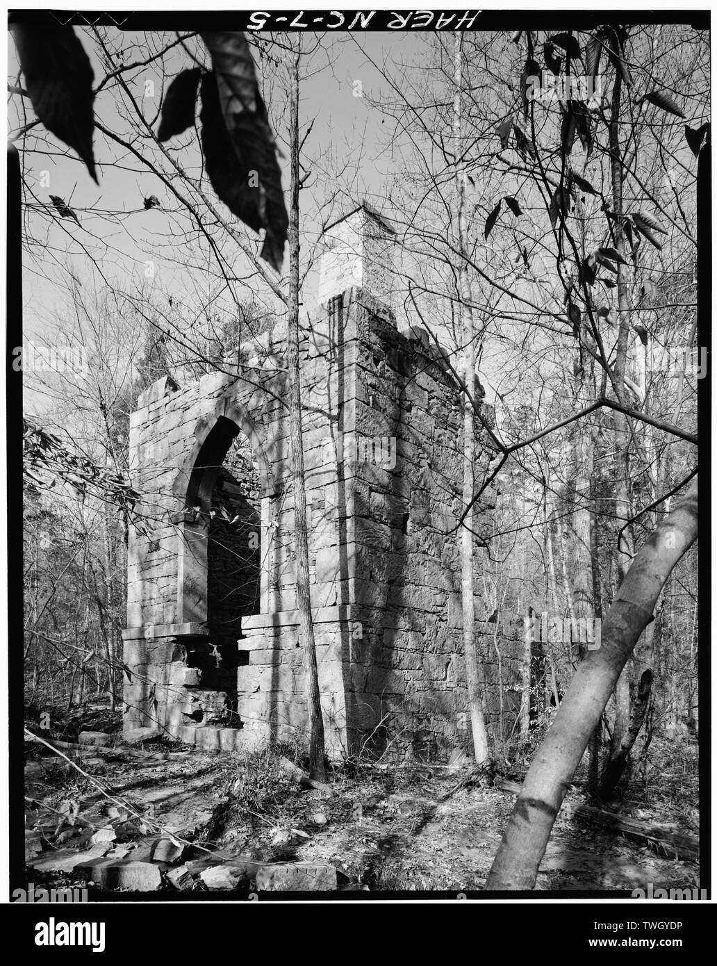 Randall Seite, Fotograf, Dezember 1977. Südosten anzeigen. - McCulloch Gold Mill, Kupfer Zweig, nördlich von der State Route 1153, Jamestown, Guilford County, NC Stockfoto
