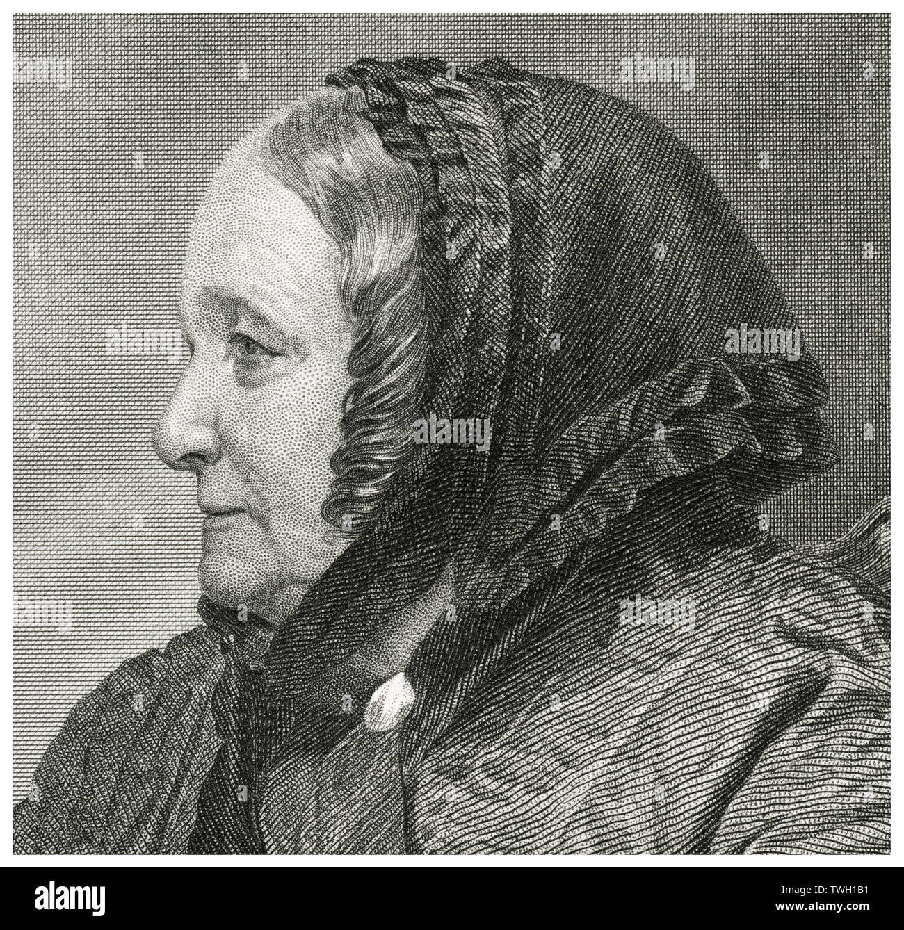 Anna Jameson (1794-1860), anglo-irischer Abstammung, Kunsthistoriker, Kopf und Schultern Profil Portrait, Stahlstich, Porträtgalerie bedeutender Männer und Frauen in Europa und Amerika durch Evert A. Duyckinck, von Henry J. Johnson, Johnson, Wilson & Company, New York, 1873 veröffentlicht. Stockfoto