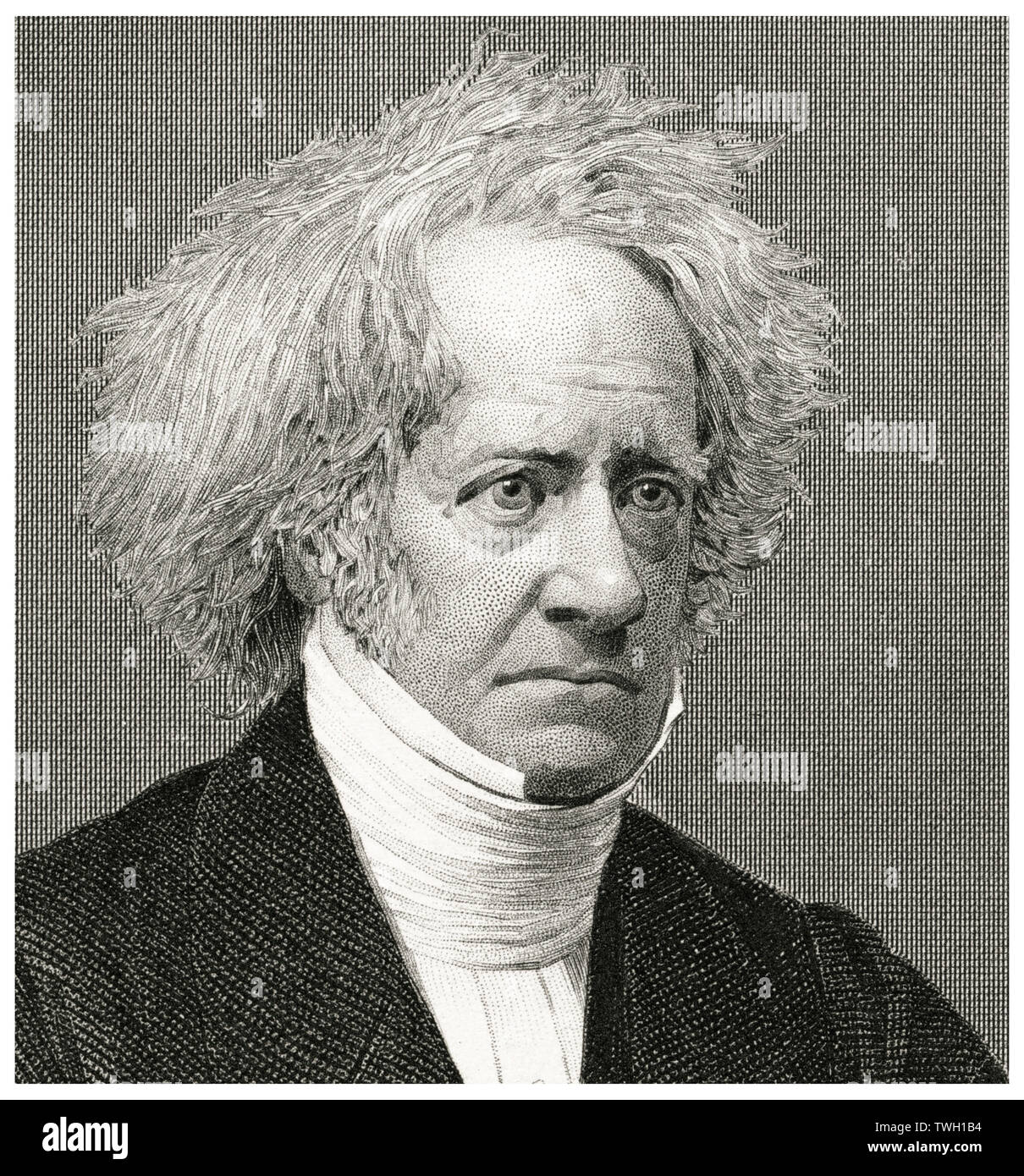Sir John Frederick William Herschel, 1st Baronet (1792-1871), englischer Universalgelehrten, der die Blue Print, Kopf und Schultern Portrait, Stahlstich, Porträtgalerie bedeutender Männer und Frauen in Europa und Amerika durch Evert A. Duyckinck, von Henry J. Johnson, Johnson, Wilson & Company, New York, 1873 veröffentlicht erfunden Stockfoto