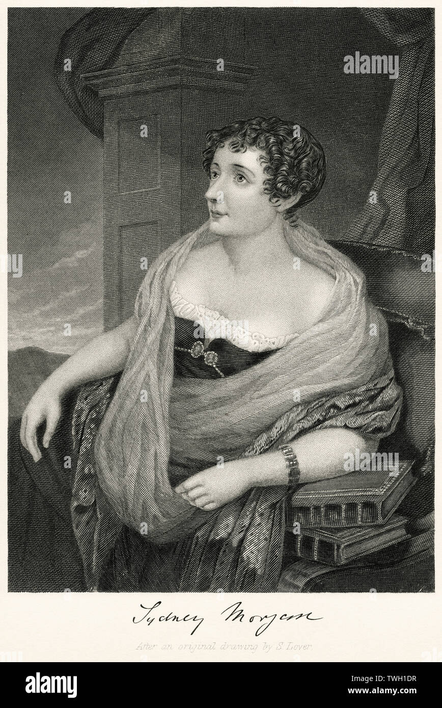 Sydney, Frau Morgan (1776-1859), irischer Schriftsteller, sitzt, Porträt, Stahlstich, Porträtgalerie bedeutender Männer und Frauen in Europa und Amerika durch Evert A. Duyckinck, von Henry J. Johnson, Johnson, Wilson & Company, New York, 1873 veröffentlicht. Stockfoto