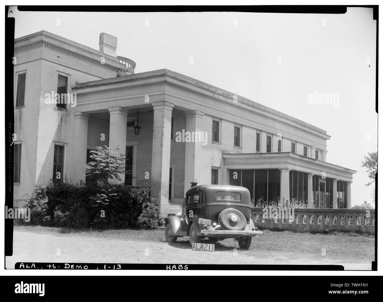 Rückseite des Hauses Südwesten. 1936 - Gaineswood, 805 South Cedar Street, Demopolis, Marengo County, AL Stockfoto