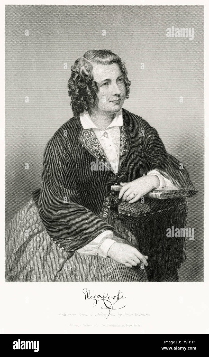Eliza Cook (1818-89), englischer Autor und Dichter, sitzt, Porträt, Stahlstich, Porträtgalerie bedeutender Männer und Frauen in Europa und Amerika durch Evert A. Duyckinck, von Henry J. Johnson, Johnson, Wilson & Company, New York, 1873 veröffentlicht. Stockfoto