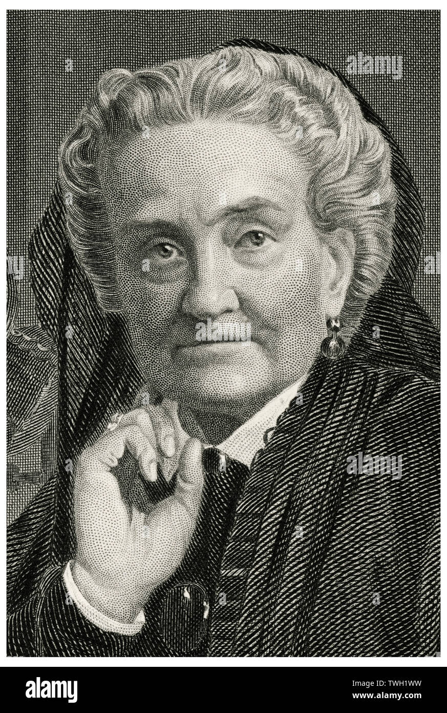 Charlotte Saunders Cushman (1816-76), US-amerikanische Bühnenschauspielerin, Kopf und Schultern Portrait, Stahlstich, Porträtgalerie bedeutender Männer und Frauen in Europa und Amerika durch Evert A. Duyckinck, von Henry J. Johnson, Johnson, Wilson & Company, New York, 1873 veröffentlicht. Stockfoto