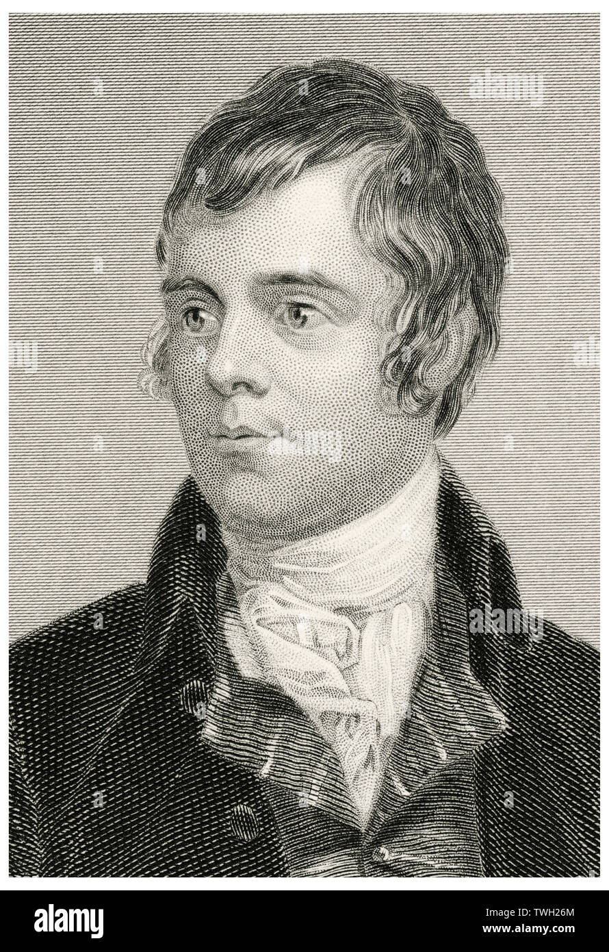 Robert Burns (1759-96), schottische Dichter und Lyriker, Kopf und Schultern Portrait, Stahlstich, Porträtgalerie bedeutender Männer und Frauen in Europa und Amerika durch Evert A. Duyckinck, von Henry J. Johnson, Johnson, Wilson & Company, New York, 1873 veröffentlicht. Stockfoto