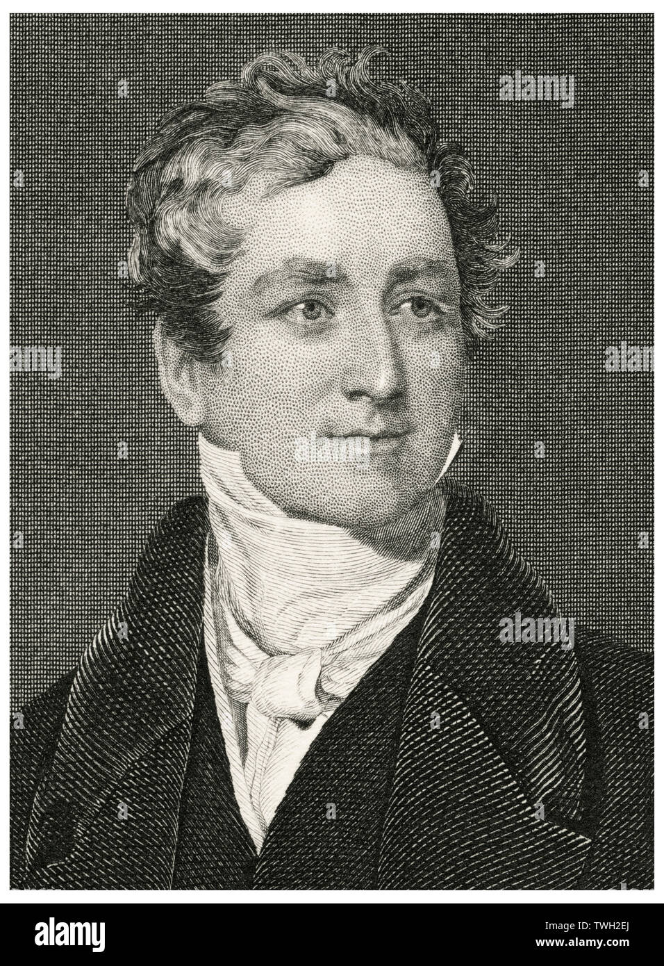 Sir Robert Peel (1788-1850), zweiter Baronet, englischer Staatsmann und Politiker, diente zweimal als Premierminister des Vereinigten Königreichs 1834-35, 1841-46, Kopf und Schultern Portrait, Stahlstich, Porträtgalerie bedeutender Männer und Frauen in Europa und Amerika durch Evert A. Duyckinck, von Henry J. Johnson, Johnson, Wilson & Company, New York, 1873 veröffentlicht. Stockfoto