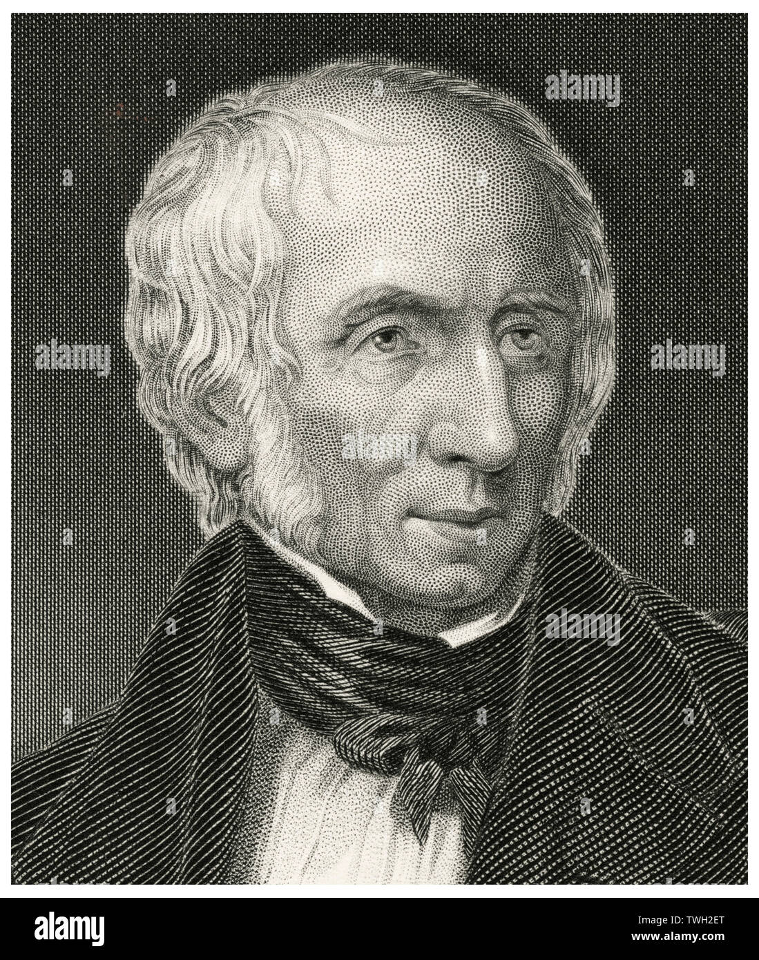 William Wordsworth (1770-1850), englischer Dichter der Romantik, Kopf und Schultern Portrait, Stahlstich, Porträtgalerie bedeutender Männer und Frauen in Europa und Amerika durch Evert A. Duyckinck, von Henry J. Johnson, Johnson, Wilson & Company, New York, 1873 veröffentlicht. Stockfoto