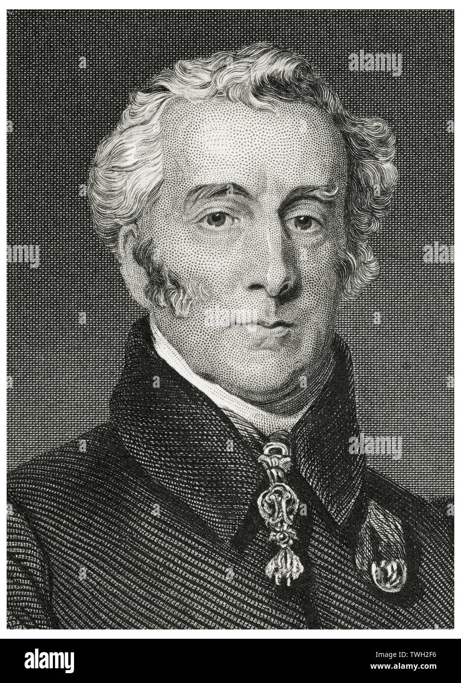 Arthur Wellesley (1769-1852), 1. Herzog von Wellington, führende britische militärische und politische Figur, das zweimal als Premierminister des Vereinigten Königreichs 1828-30, 1834-34, Kopf und Schultern Portrait, Stahlstich, Porträtgalerie bedeutender Männer und Frauen in Europa und Amerika durch Evert A. Duyckinck, von Henry J. Johnson, Johnson, Wilson & Company, New York, 1873 veröffentlicht. Stockfoto