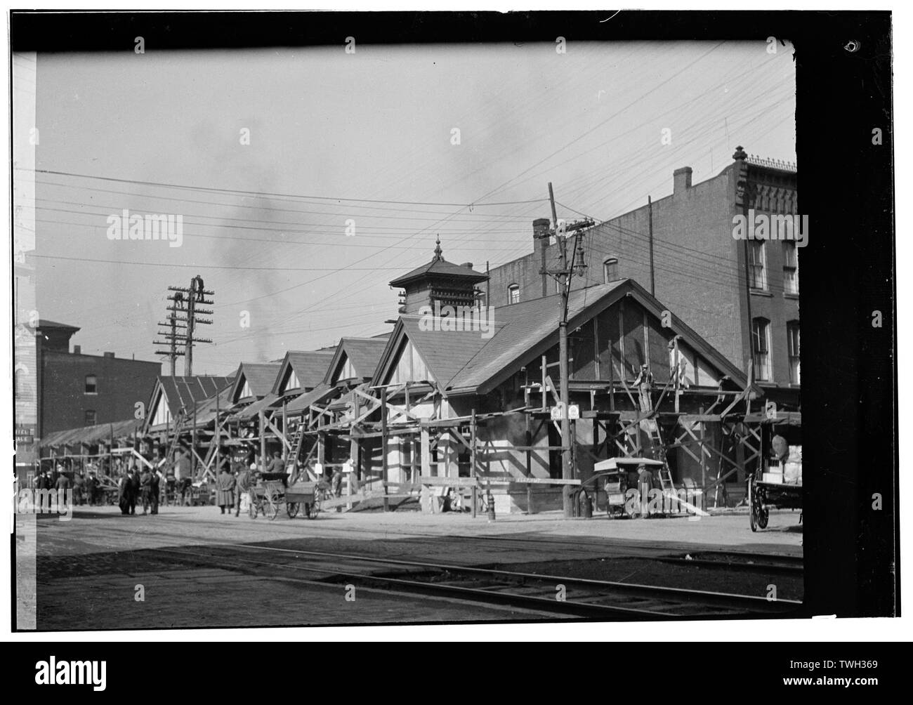 Umbau der Station - Erie Railway Station, Corning, Erie Avenue und der Pine Street, Corning, Steuben County, NY Stockfoto