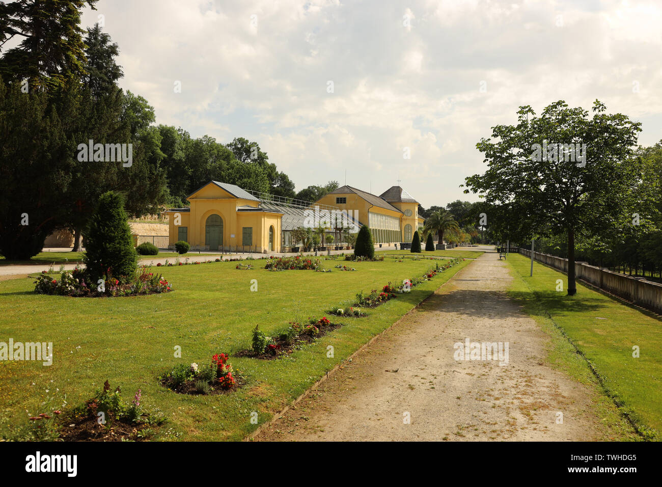 Orangerie auf dem Gelände des Schlosses Esterházy in Eisenstadt (Burgenland, Österreich). Die Orangerie wurde in der Mitte des 19. Jahrhunderts gebaut und Stockfoto