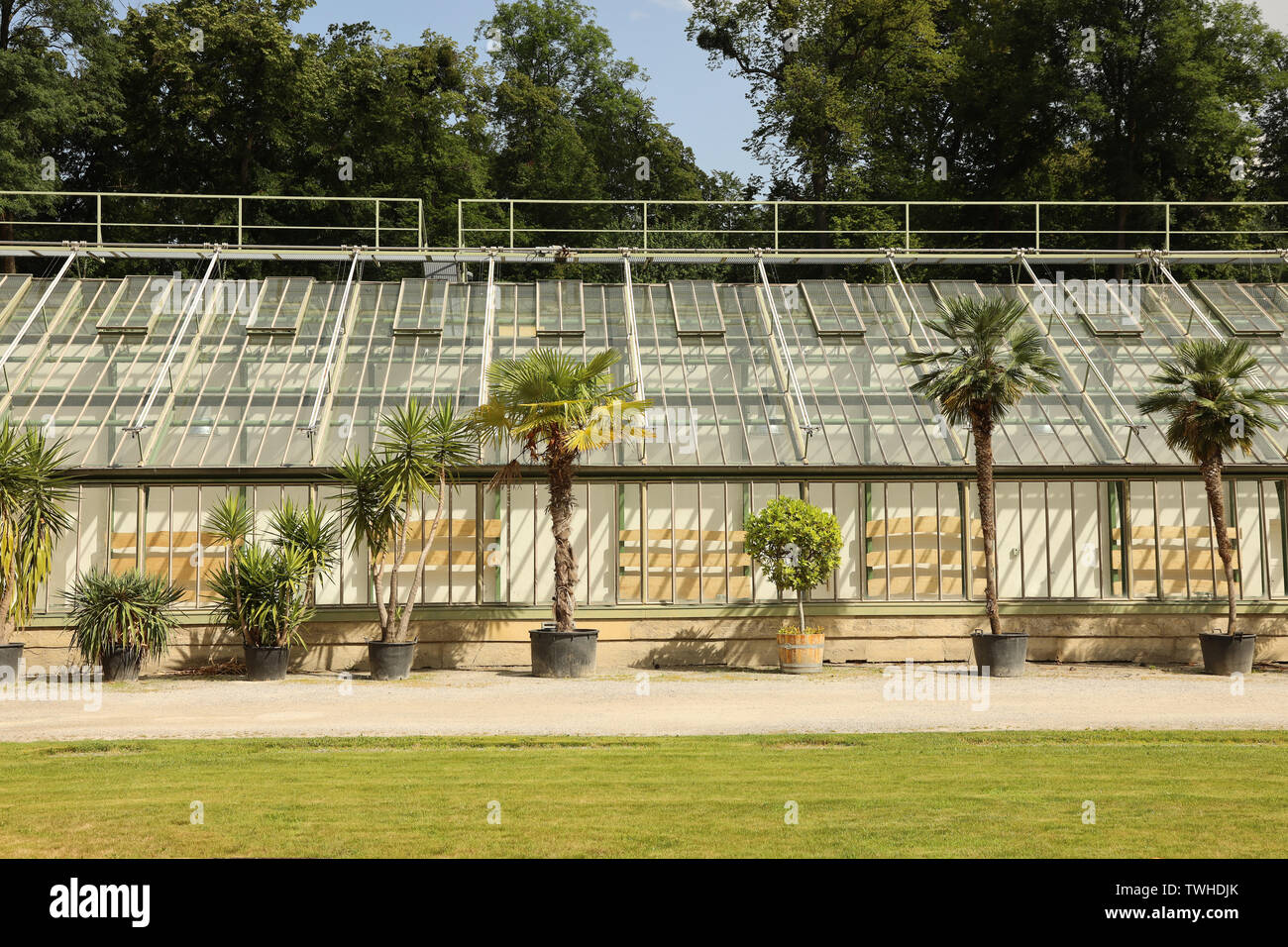 Orangerie auf dem Gelände des Schlosses Esterházy in Eisenstadt (Burgenland, Österreich). Die Orangerie wurde in der Mitte des 19. Jahrhunderts gebaut und Stockfoto