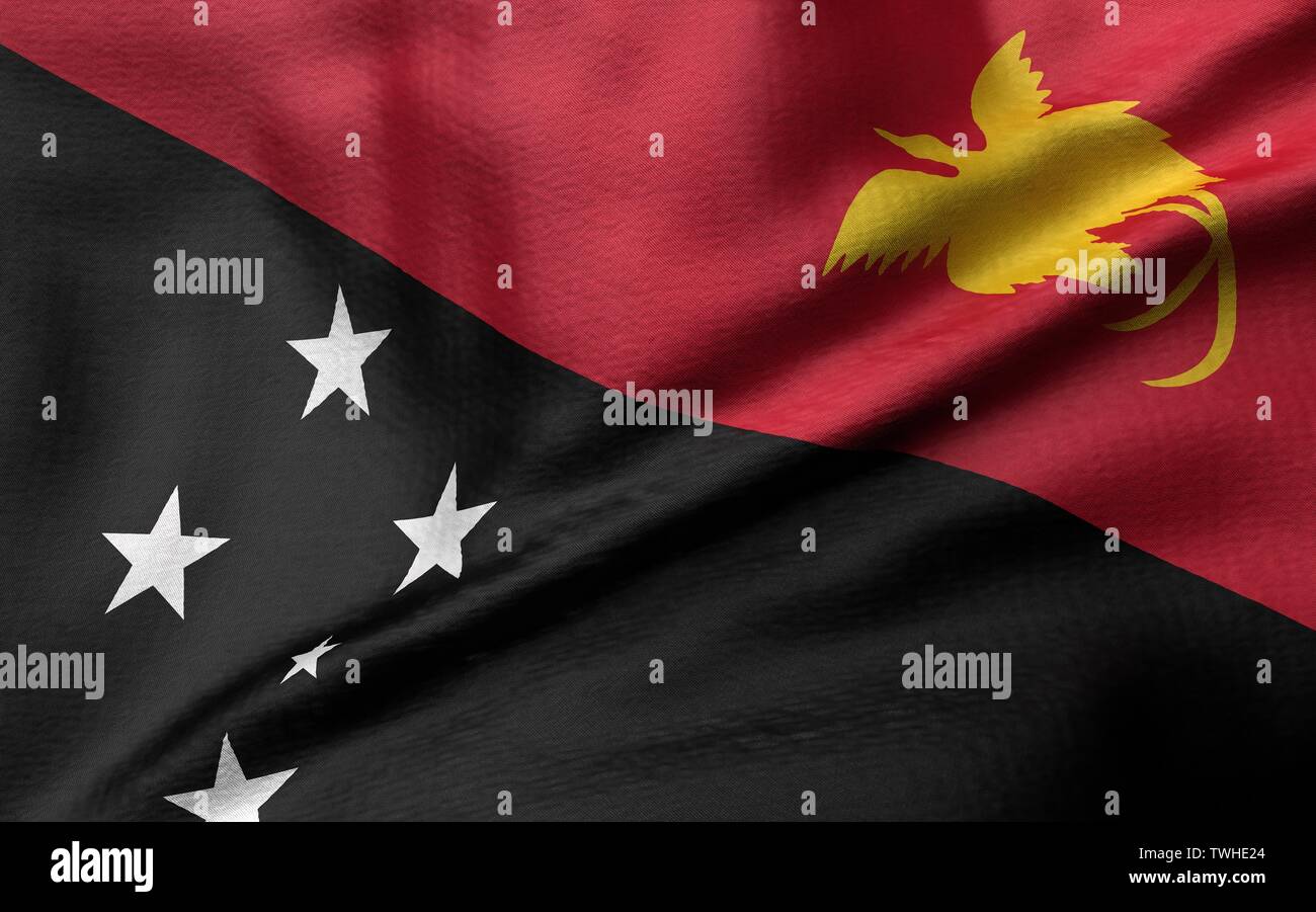 3D-Darstellung von Papua Neu Guinea Flagge Stockfoto