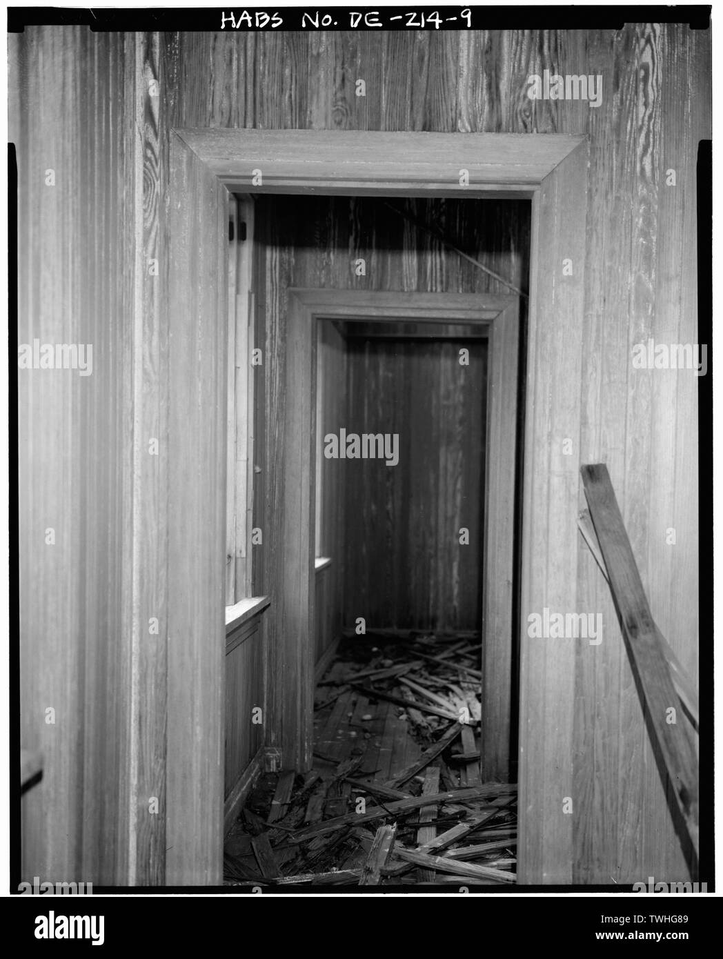 Zweiter Stock, Schlafzimmer - Port Mahon Leuchtturm, Delaware Bay an der Mündung des Flusses Mahon, auf der State Route 89, Little Creek, Kent County, DE Stockfoto