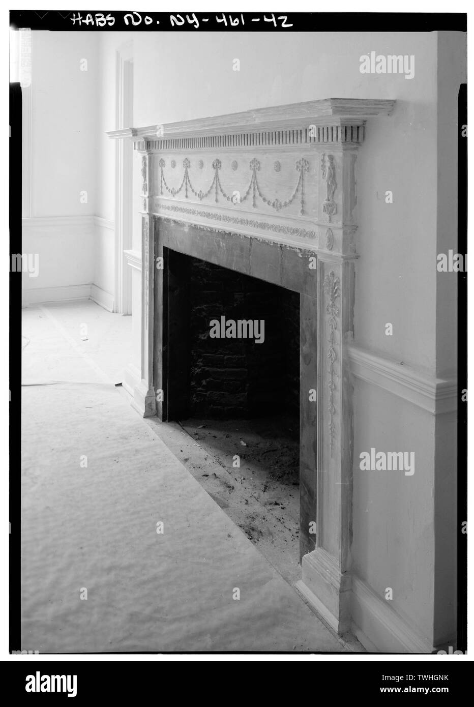 Zweiter Stock, Detail der Kamin aus Winkel, SÜDWAND, EAST SIDE ZENTRUM ZIMMER - Gracie Mansion, Carl Schurz Park, östlich 60-Eighth Street, New York, New York County, NY Stockfoto