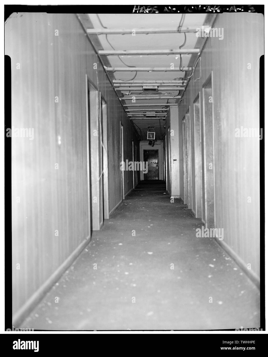 Zweite Etage, Flur Blick nach Süden - Alderson - Broaddus College, Whitescarver Hall, Westen der USA 119-250, nördlich von Covered Bridge, Philippi, Barbour County, WV Stockfoto