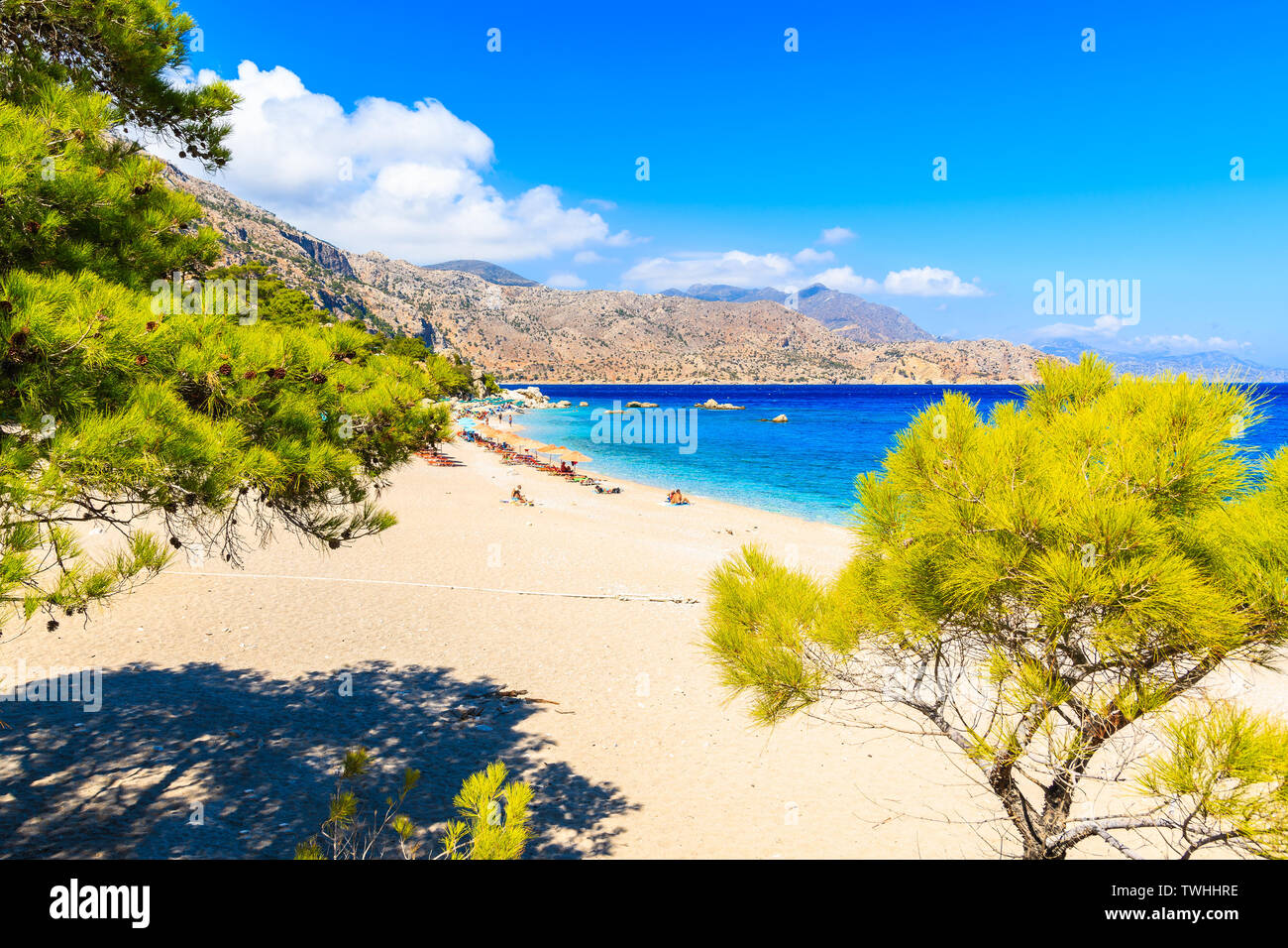 Blick auf den wunderschönen See bei Apella Strand, Insel Karpathos, Griechenland Stockfoto