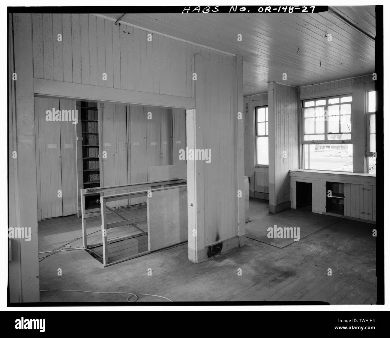 Zweite Etage, nordwestliche Ecke - Southern Pacific Railroad Station, 310 South 7th Street, Springfield, Lane County, ODER Stockfoto