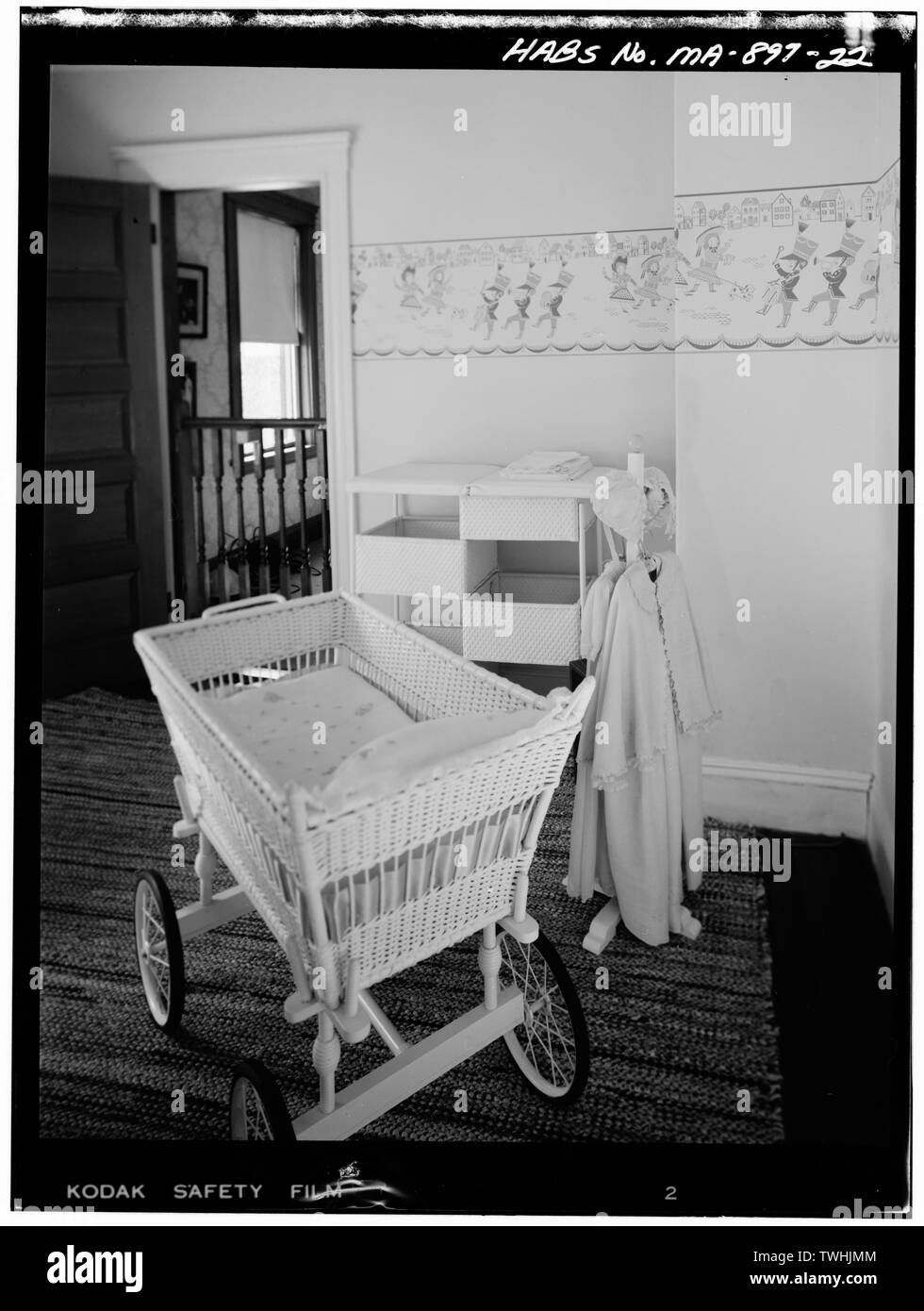 Zweite Etage, Baumschule (hinten Schlafzimmer), Blick Richtung Halle - John Fitzgerald Kennedy Geburtsort, 83 Beals Straße, Brookline, Norfolk County, MA Stockfoto