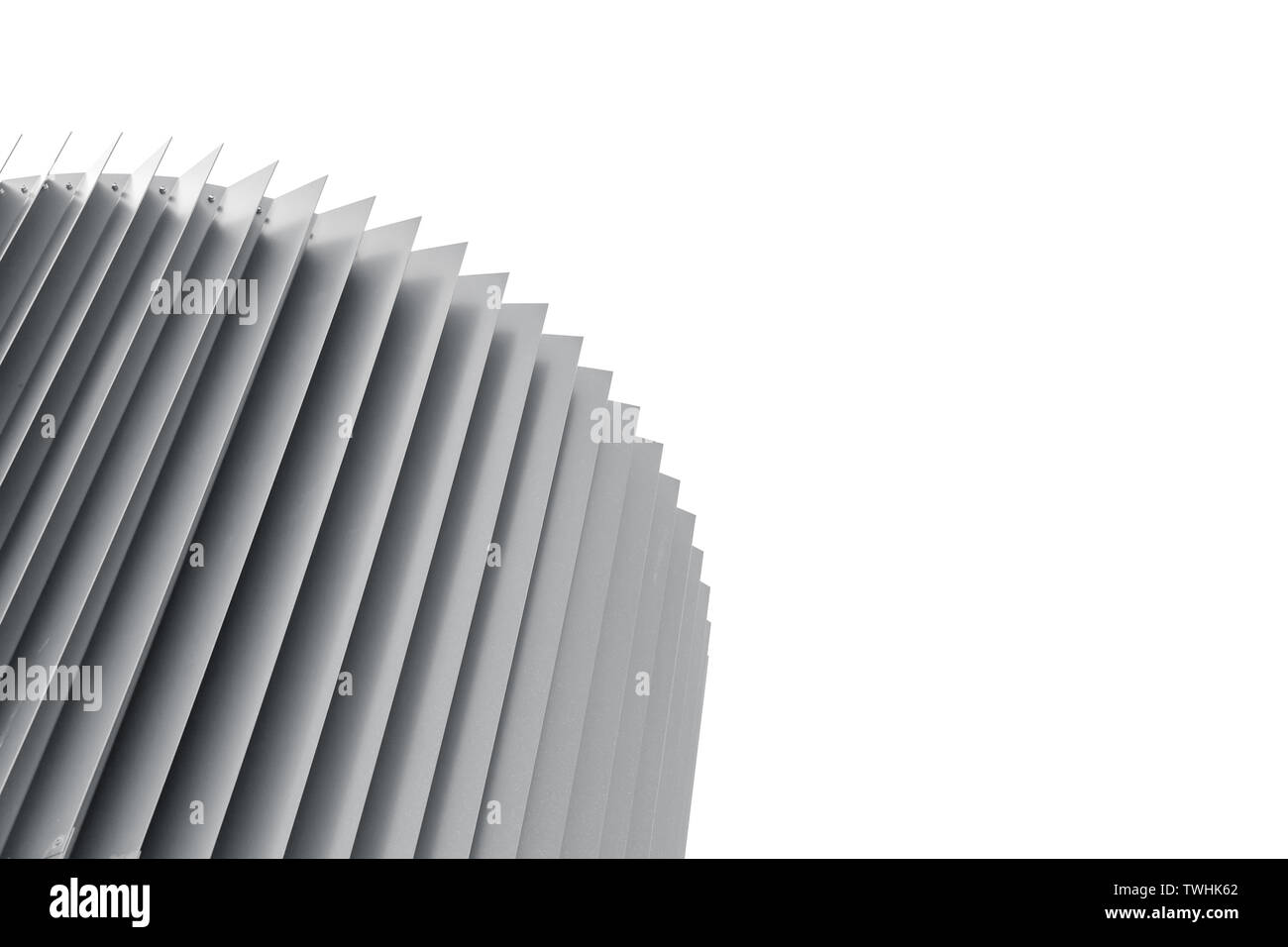 Fragment einer abstrakten riesigen runden Stahl industrie Objekt auf weißem Hintergrund Stockfoto