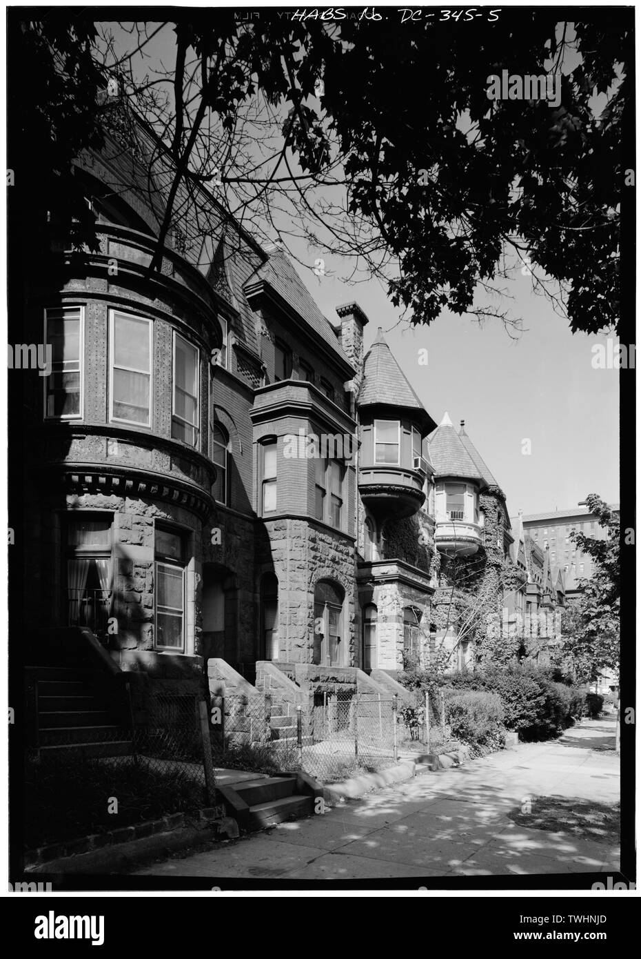 Abschnitt von Backstein REIHENHÄUSER-Q Street Norhtwest, 1700 Block (Reihenhäuser), Washington, District of Columbia, DC Stockfoto