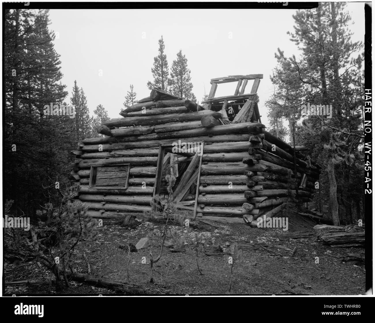 Welle Haus, Norden und Westen Erhöhungen. - Joker Mine, Shafthouse, Medicine Bow National Forest, nordwestlich von Keystone, Keystone, Albany County, WY, Oneida Mining Company Stockfoto