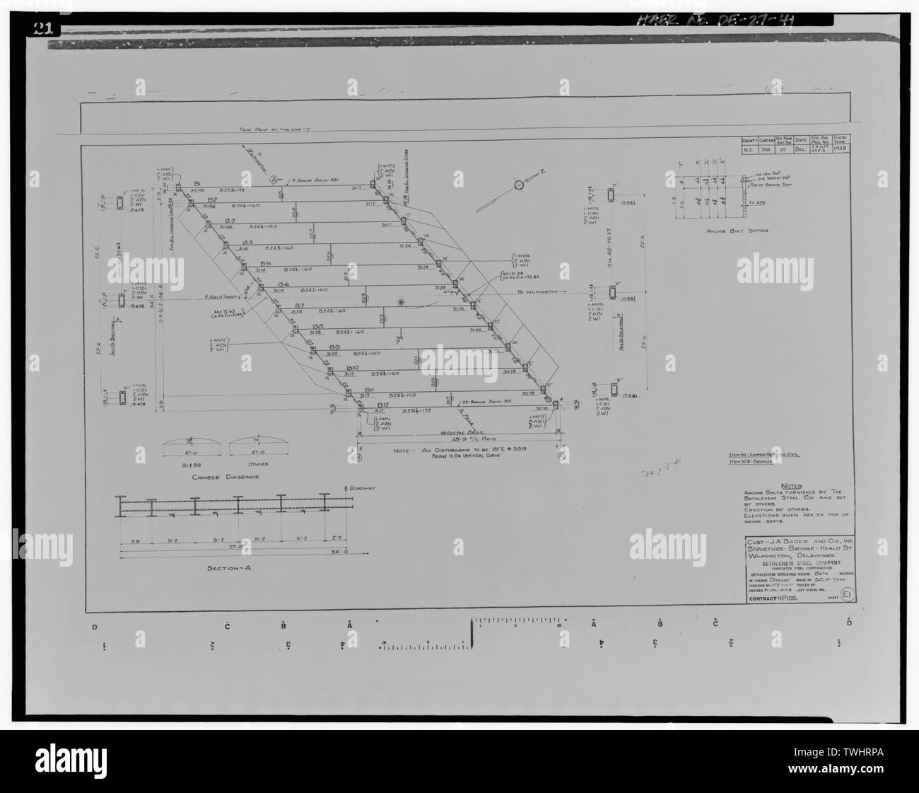 Blatt 22 - Heald Street Bridge, Spanning Conrail Eisenbahn auf Süden Heald Straße (U.S. Route 13), Wilmington, New Castle County, DE Stockfoto