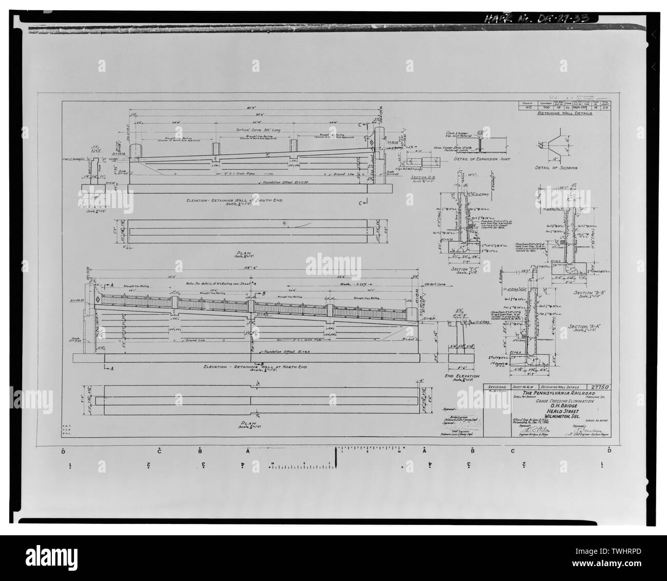 Blatt 16 - Heald Street Bridge, Spanning Conrail Eisenbahn auf Süden Heald Straße (U.S. Route 13), Wilmington, New Castle County, DE Stockfoto