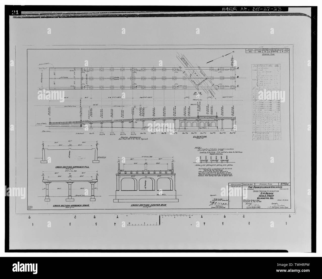 Blatt 4 - Heald Street Bridge, Spanning Conrail Eisenbahn auf Süden Heald Straße (U.S. Route 13), Wilmington, New Castle County, DE Stockfoto
