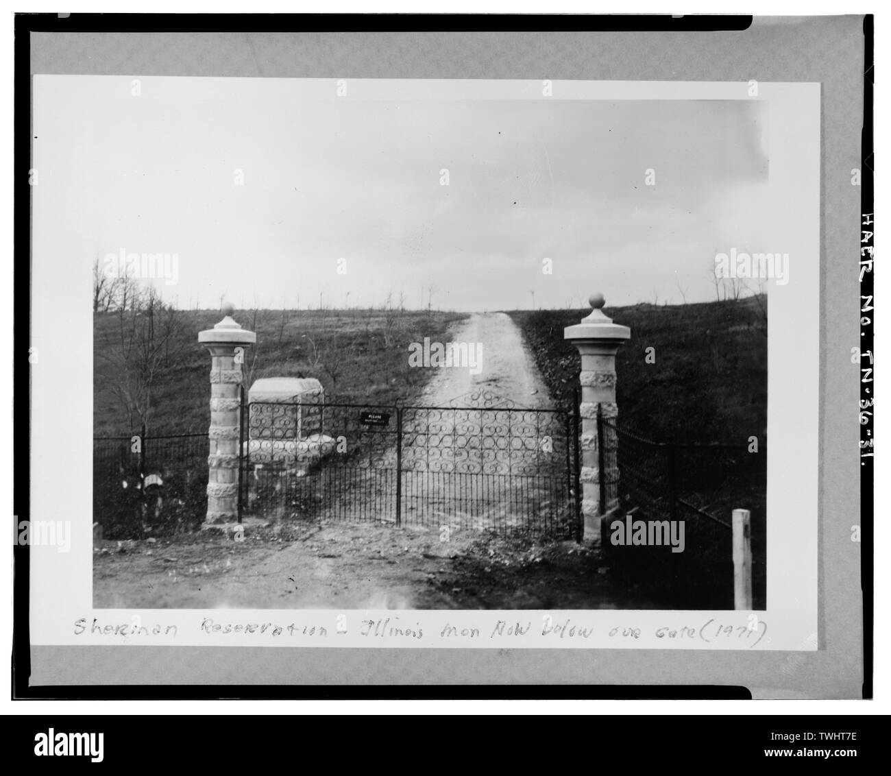 SHERMAN RESERVIERUNG EINGANGSTOR. - Chattanooga National Military Park Tour Straßen, Chattanooga, Hamilton County, TN; US-Krieg; National Park Service; Davis, Tim, Historiker; Brooks, Peter, Feld team Projektleiter; Croteau, Todd, Projektleiter; Junge, Kelly, Sender Stockfoto