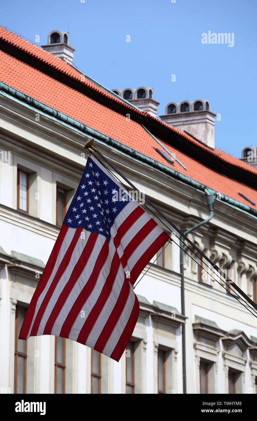 United States Botschaft der Tschechischen Republik in Prag Stockfoto