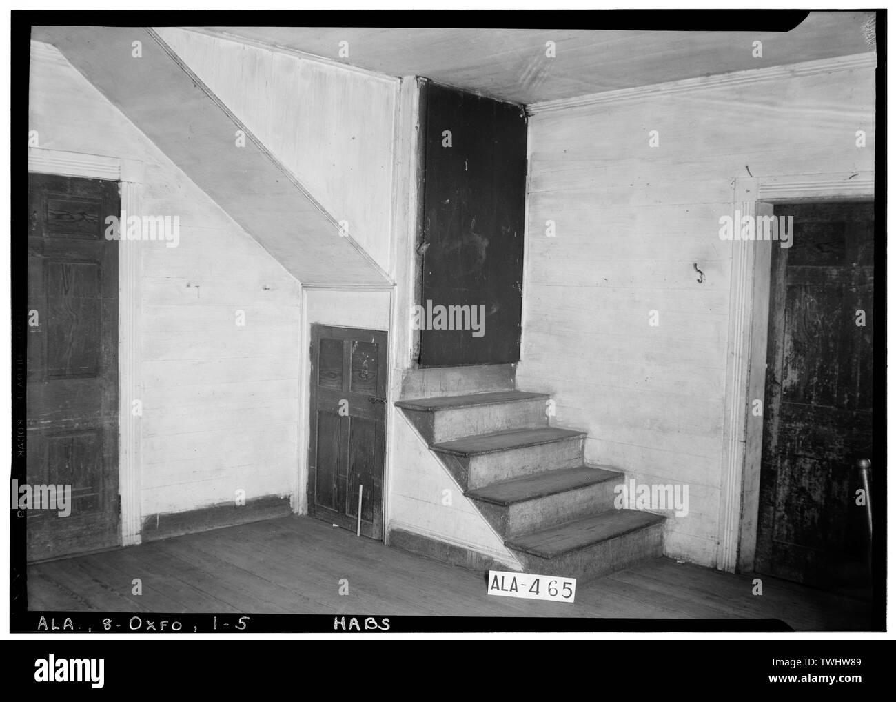 Historischer amerikanischer Gebäude Umfrage W. N. Manning, Fotograf, Januar 24, 1935, TREPPEN UND TÜREN IN OST ZIMMER - Dudley Schnee Haus, 704 Snow Street, Oxford, Calhoun County, AL Stockfoto