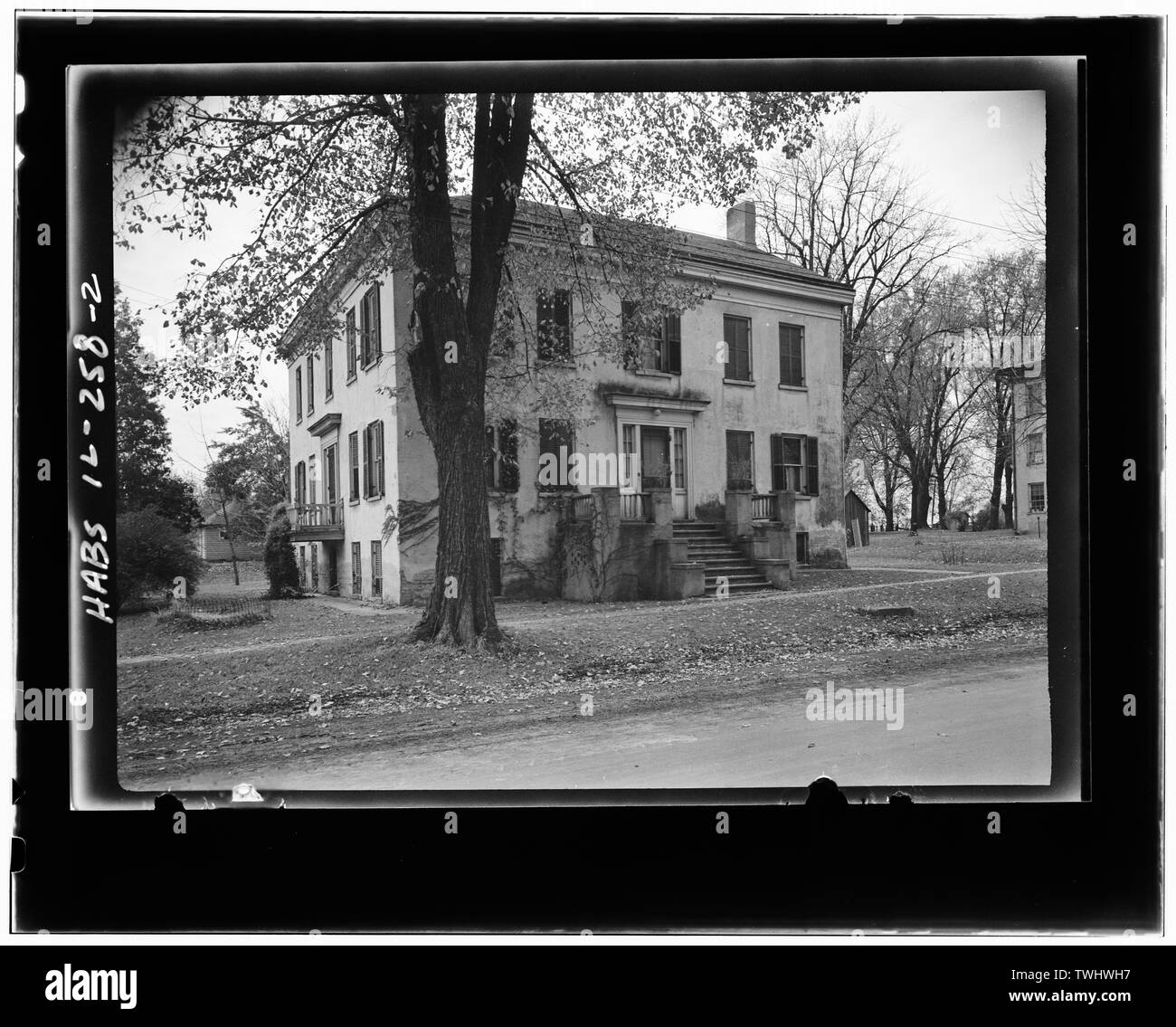 Seitliche und vordere - Brick House, Bischof Hill, Henry County, IL Stockfoto