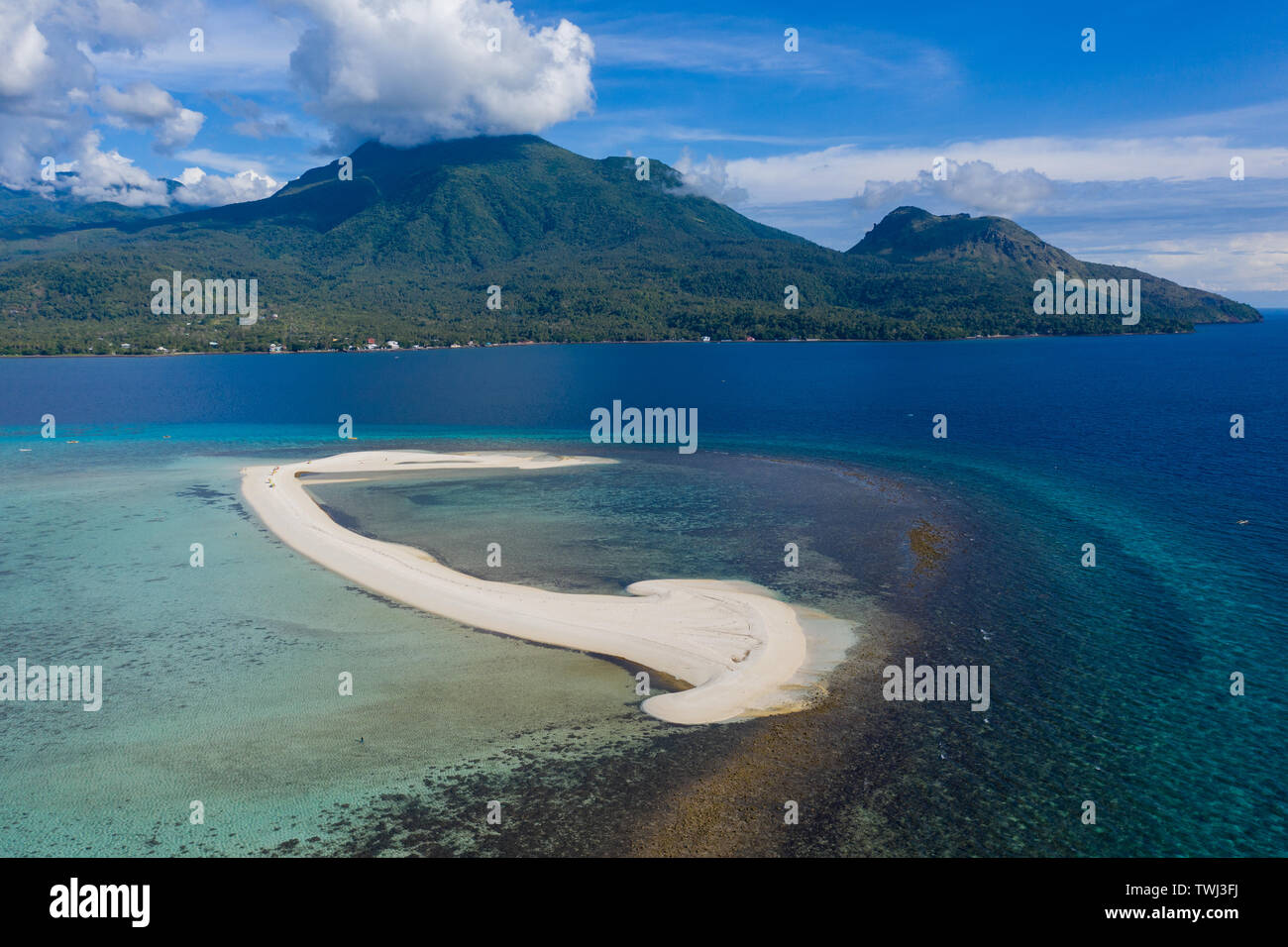 Luftaufnahme der Weißen Insel, Camiguin, Mindanao, Philippinen Stockfoto