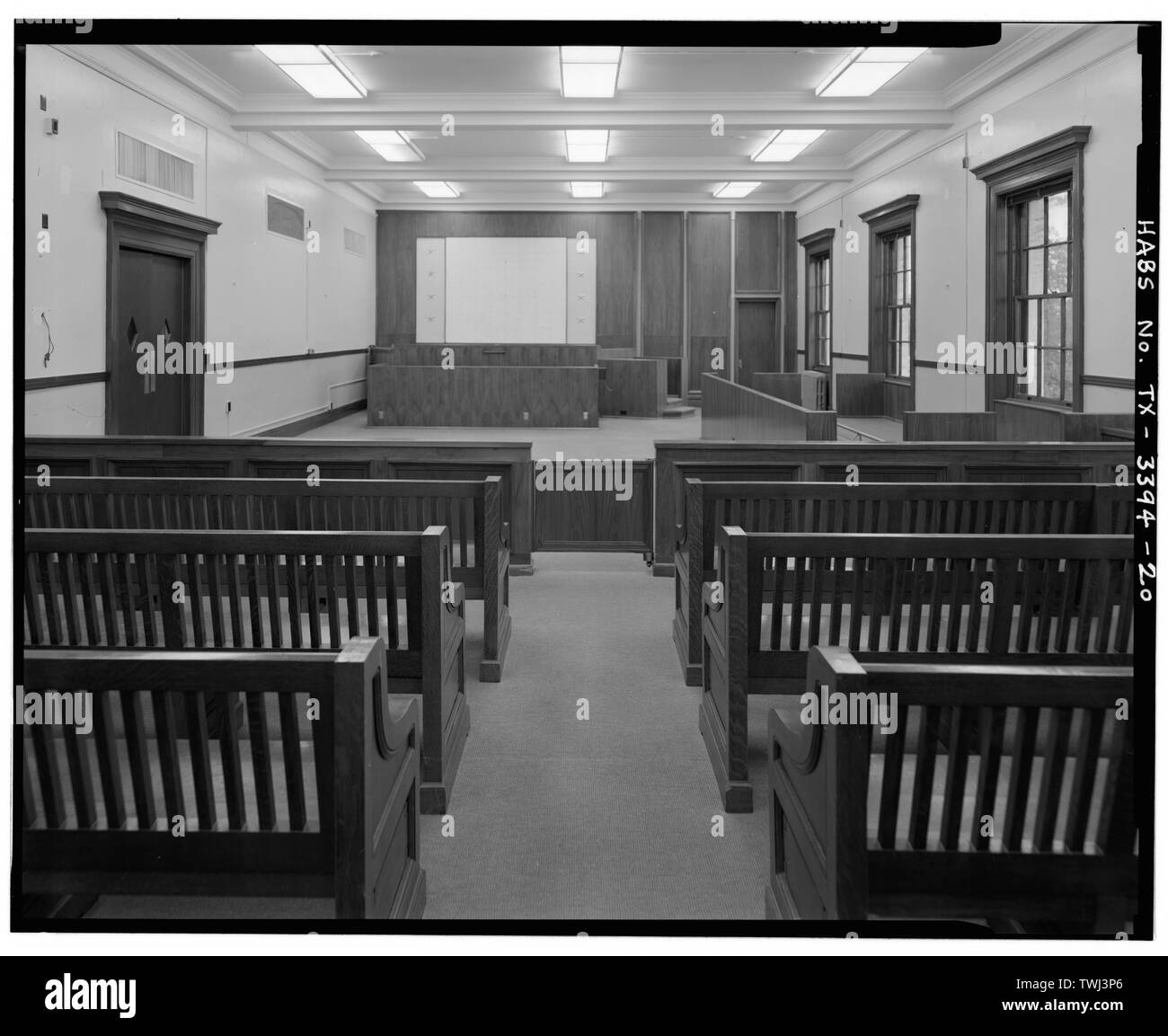 Zweite Etage Gerichtssaal, Blickrichtung Nordost-Del Rio Federal Building, 100 Broadway, Ecke Main Street, Del Rio, Val Verde County, TX Stockfoto