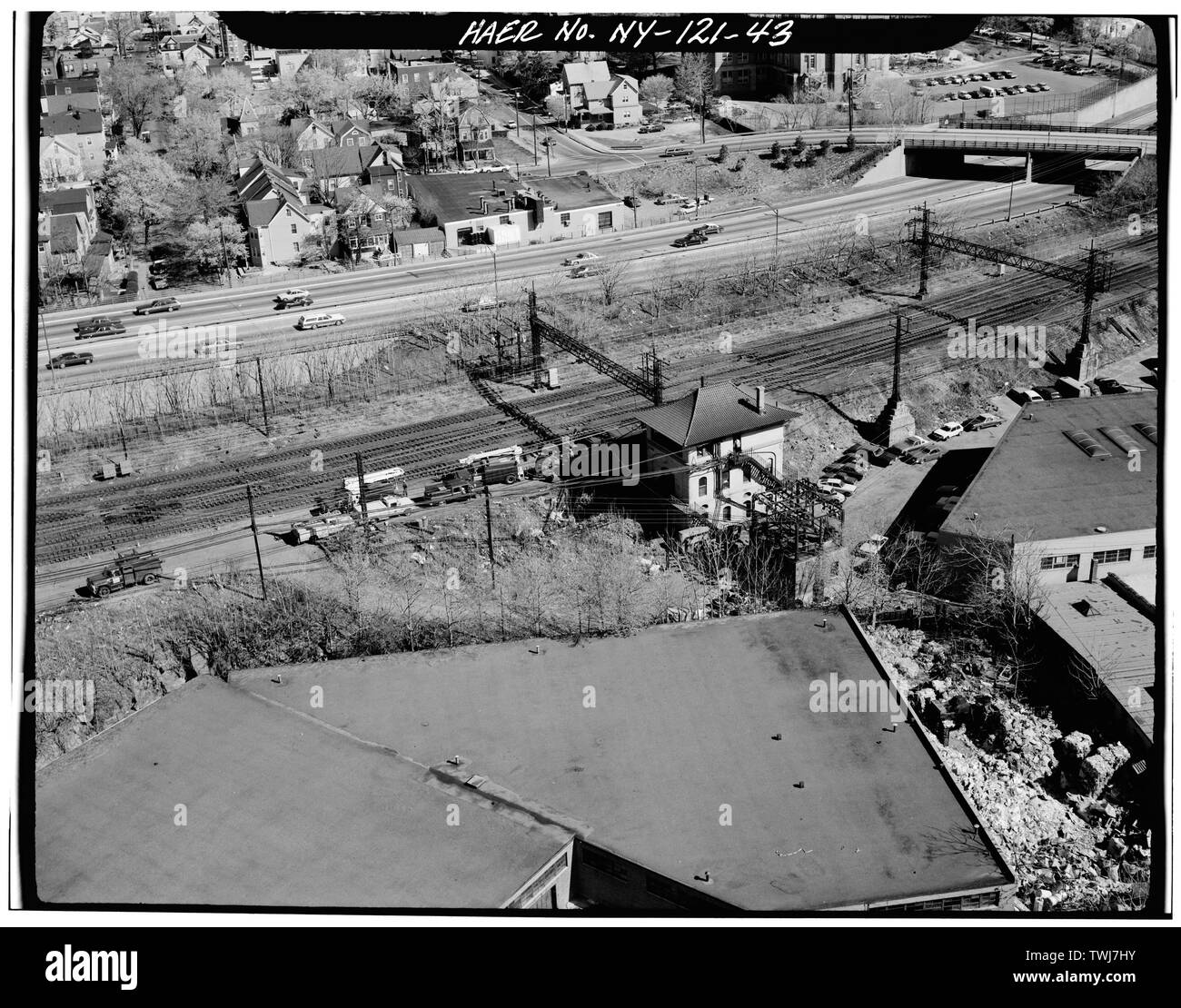 Shell Verriegelung Tower. New Rochelle, Westchester Co., NY. Sec. 9108, MP 16.20. - Nordosten Railroad Corridor, Amtrak Route zwischen New York und New Jersey-New York-Connecticut staatlichen Linien, New York, New York County, NY Stockfoto