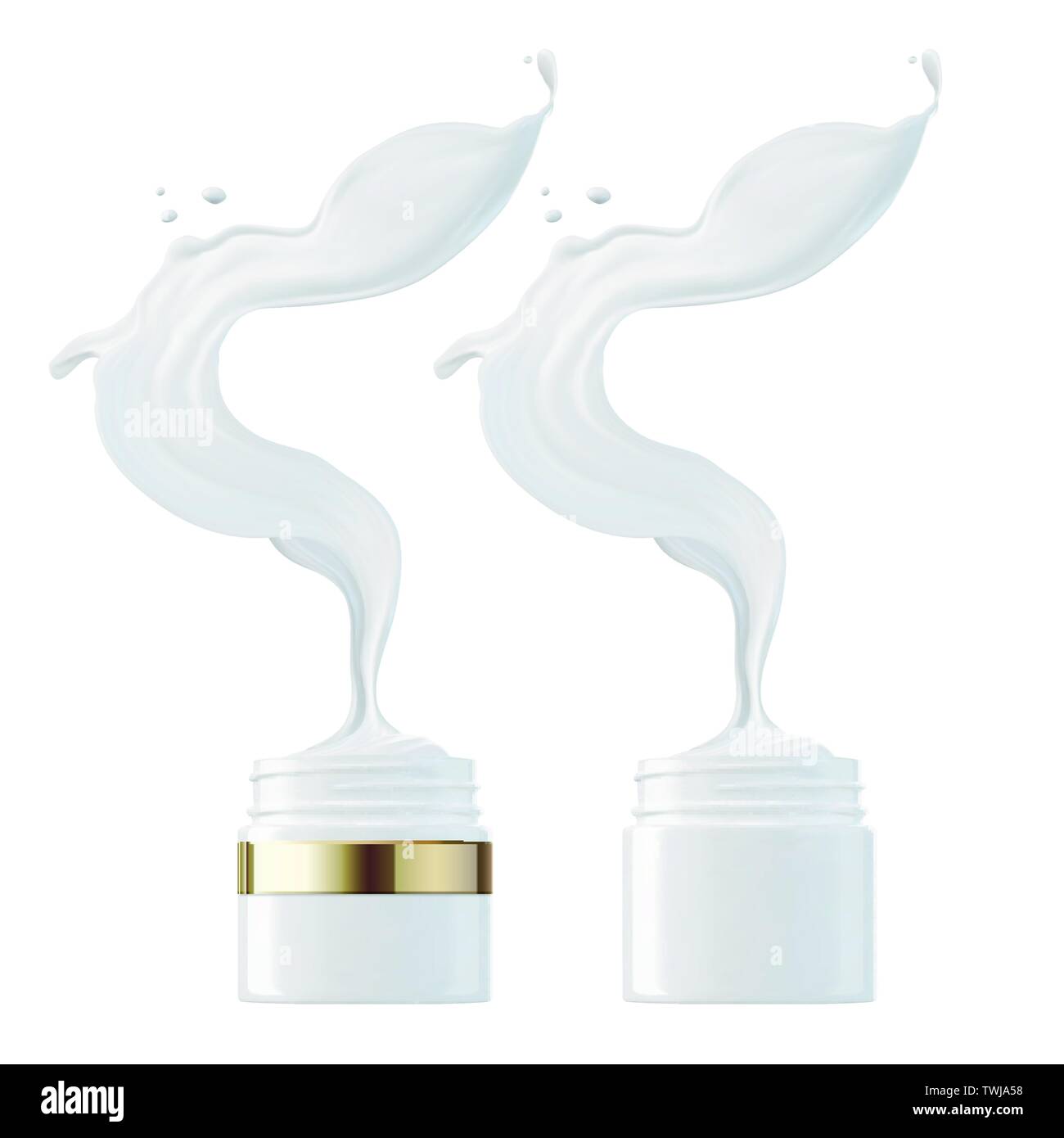 Kosmetische Creme aus Sahne jar Flying in 3D-Darstellung Stock Vektor