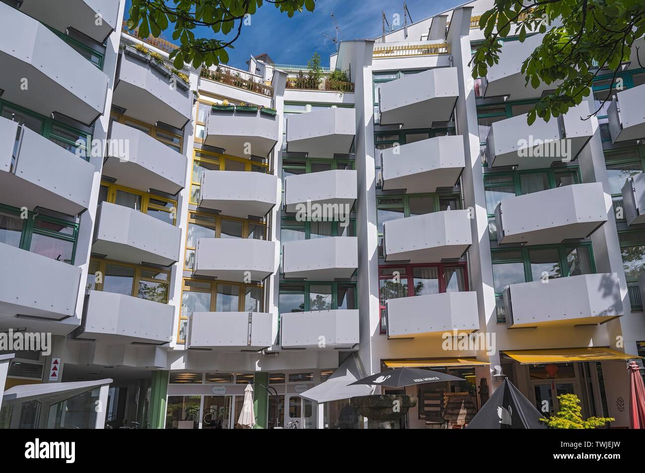 Wohn- gebäude, moderne Architektur, Amalienpassage, Maxvorstadt, München, Oberbayern, Bayern, Deutschland Stockfoto