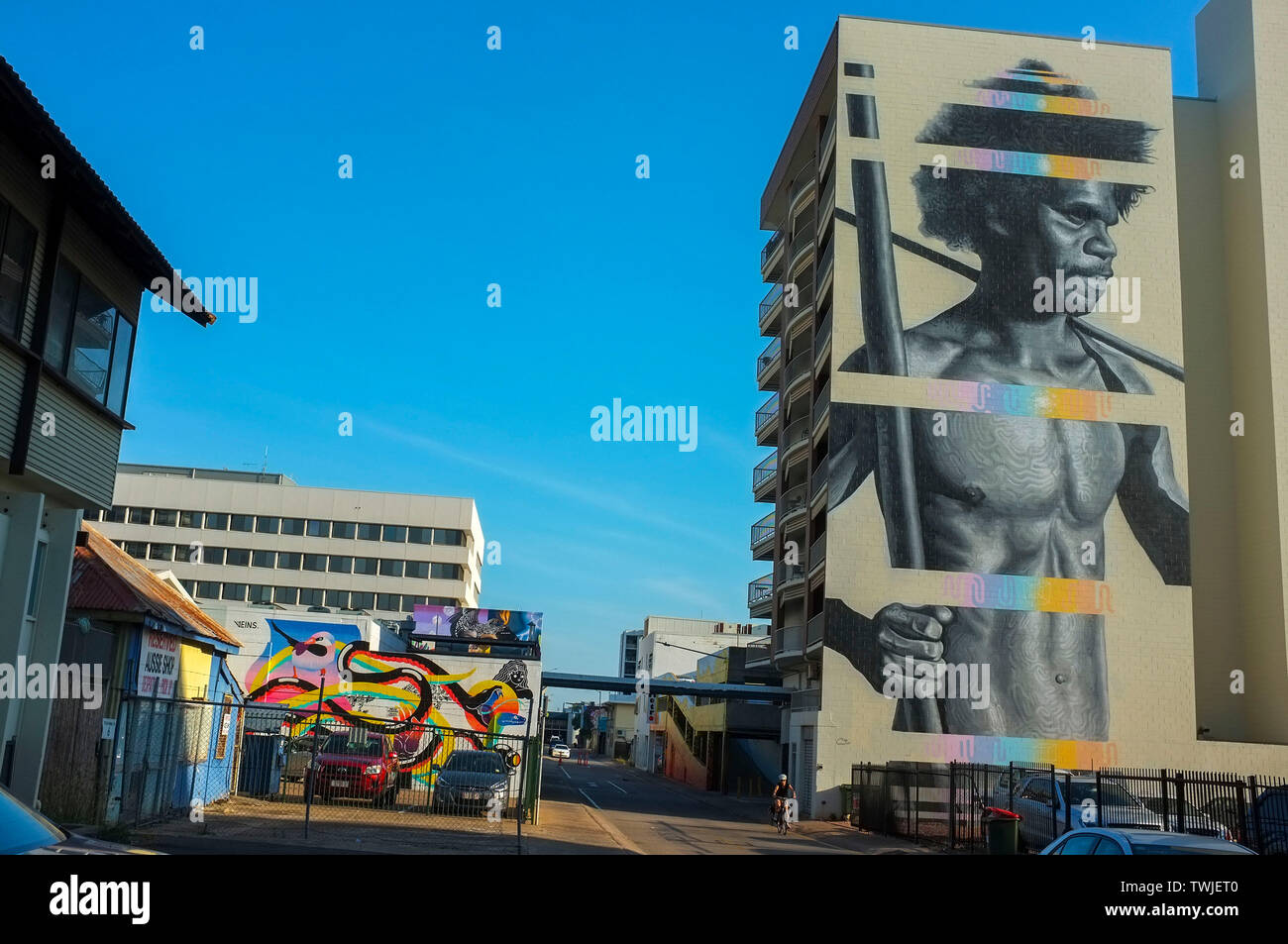 Einige der Street Art von Austin Lane in Darwin, Northern Territory, Australien. Stockfoto