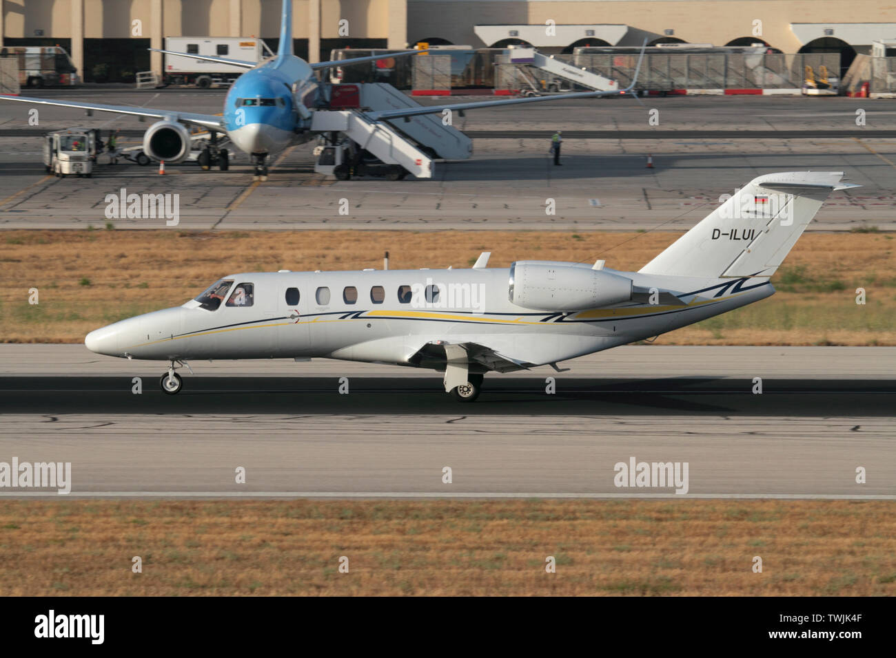 Cessna Citation CJ2+ Private Jet Flugzeug auf der Landebahn nach der Landung auf dem Internationalen Flughafen in Malta. Executive Air Travel. Stockfoto